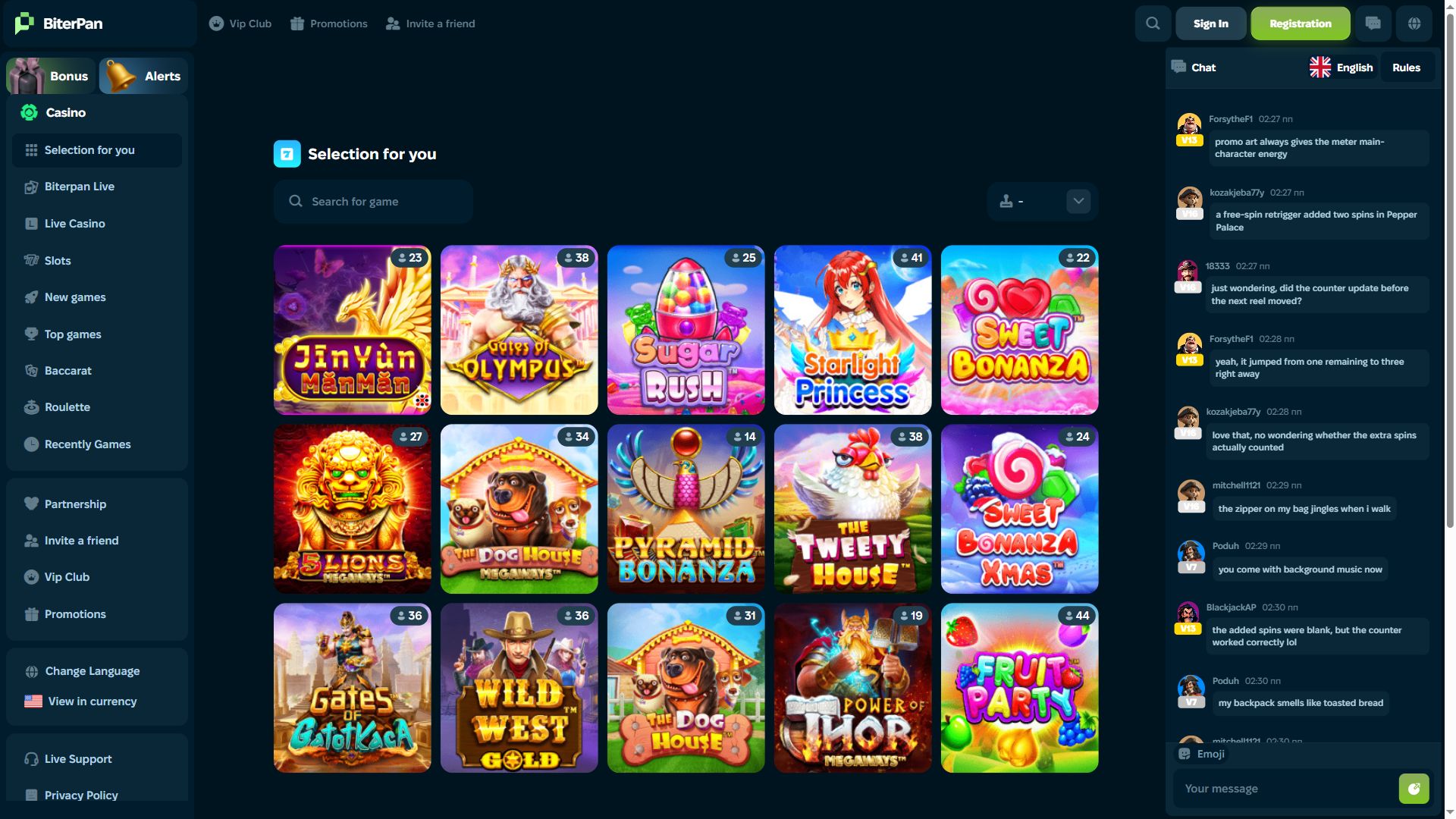 Biterpan — Lobby (Desktop)