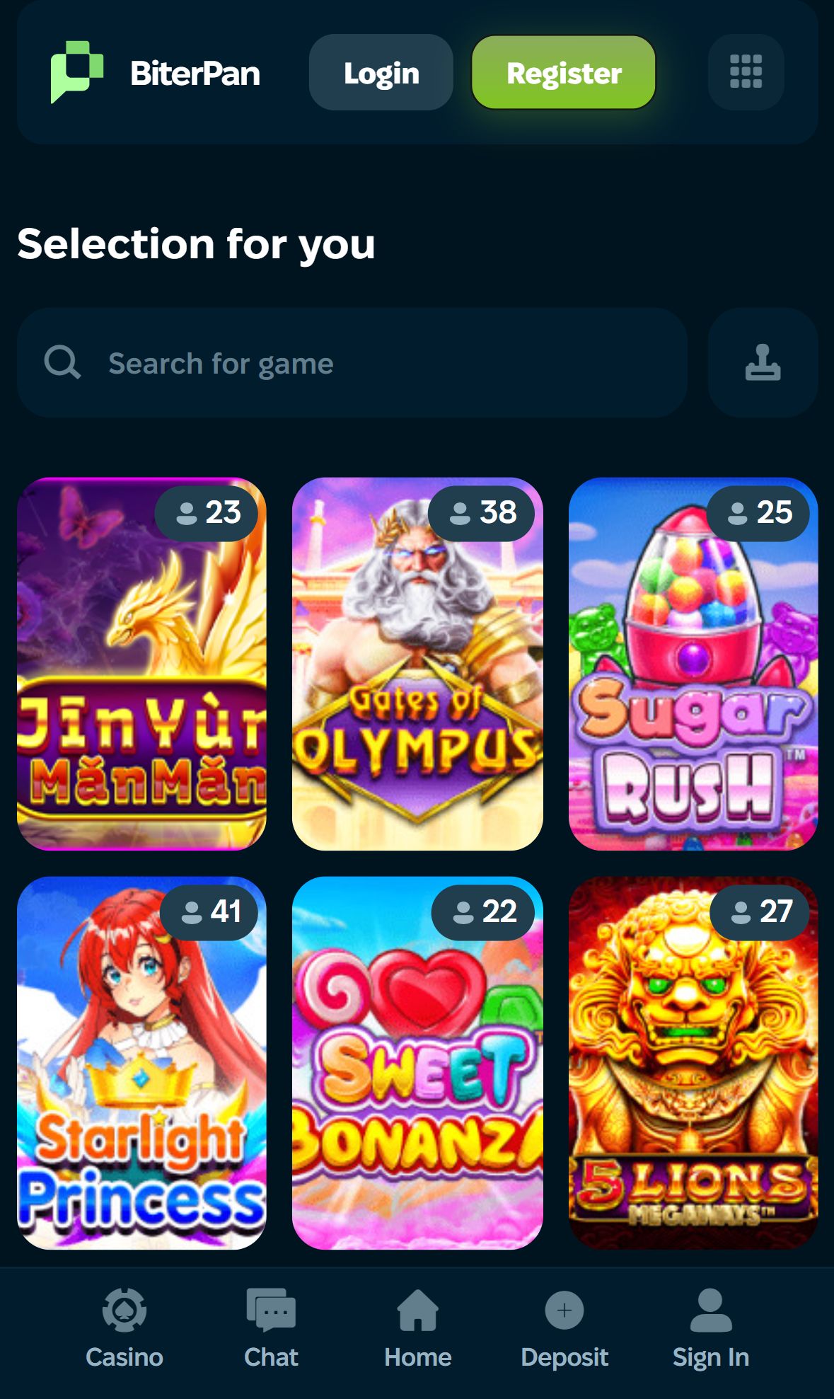 Biterpan — Lobby (Mobile)