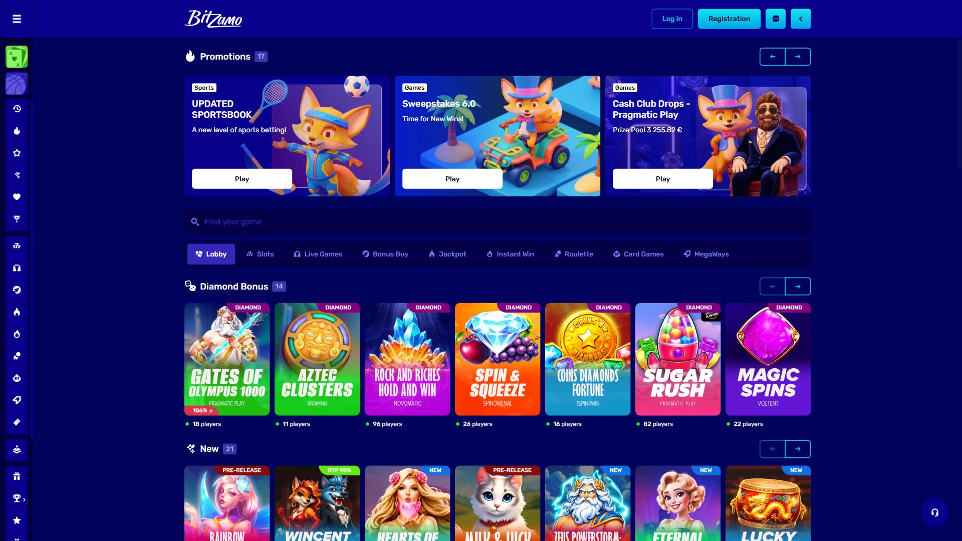 Bitzamo — Lobby (Desktop)