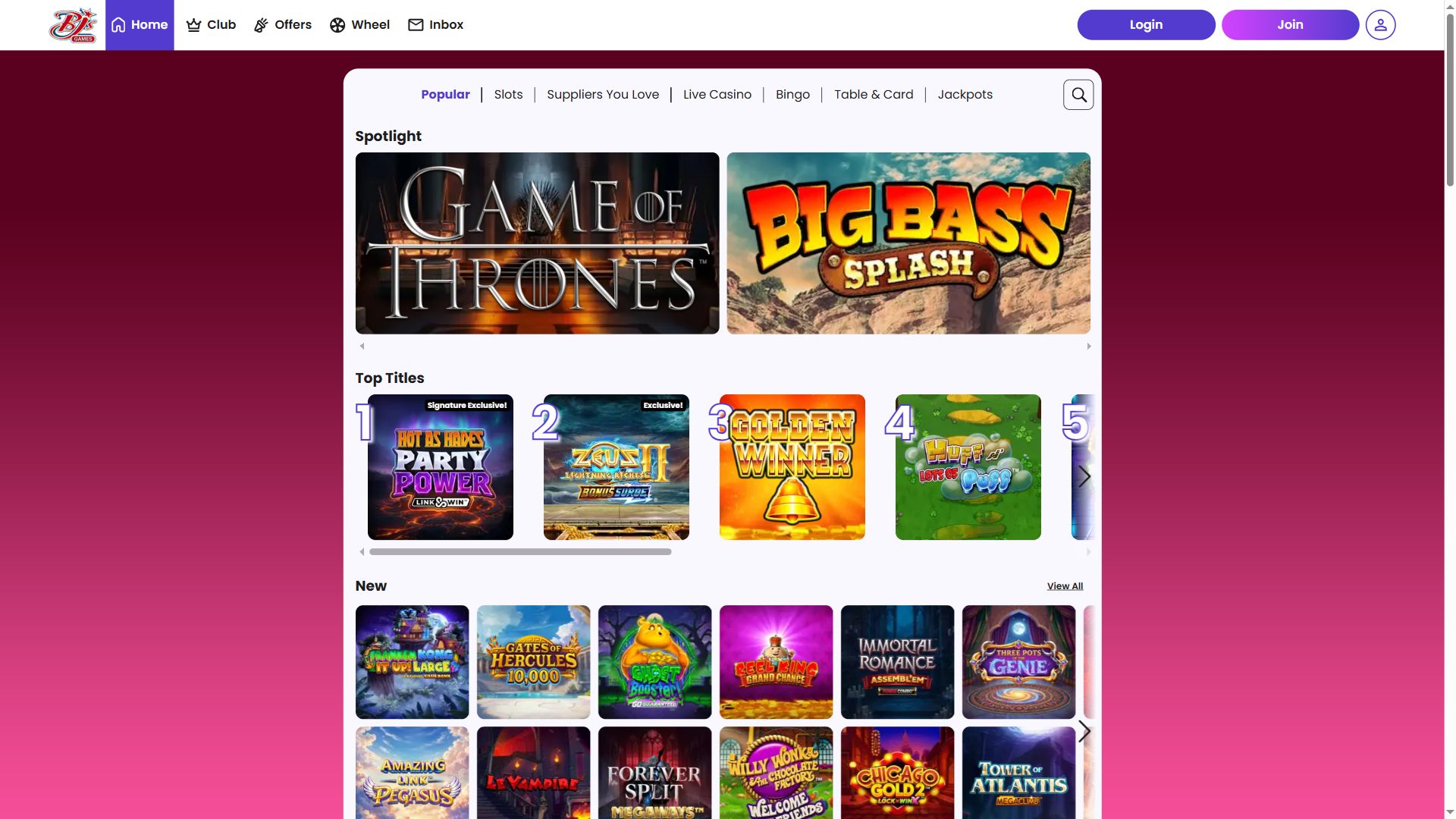 Bjs Games — Lobby (Desktop)