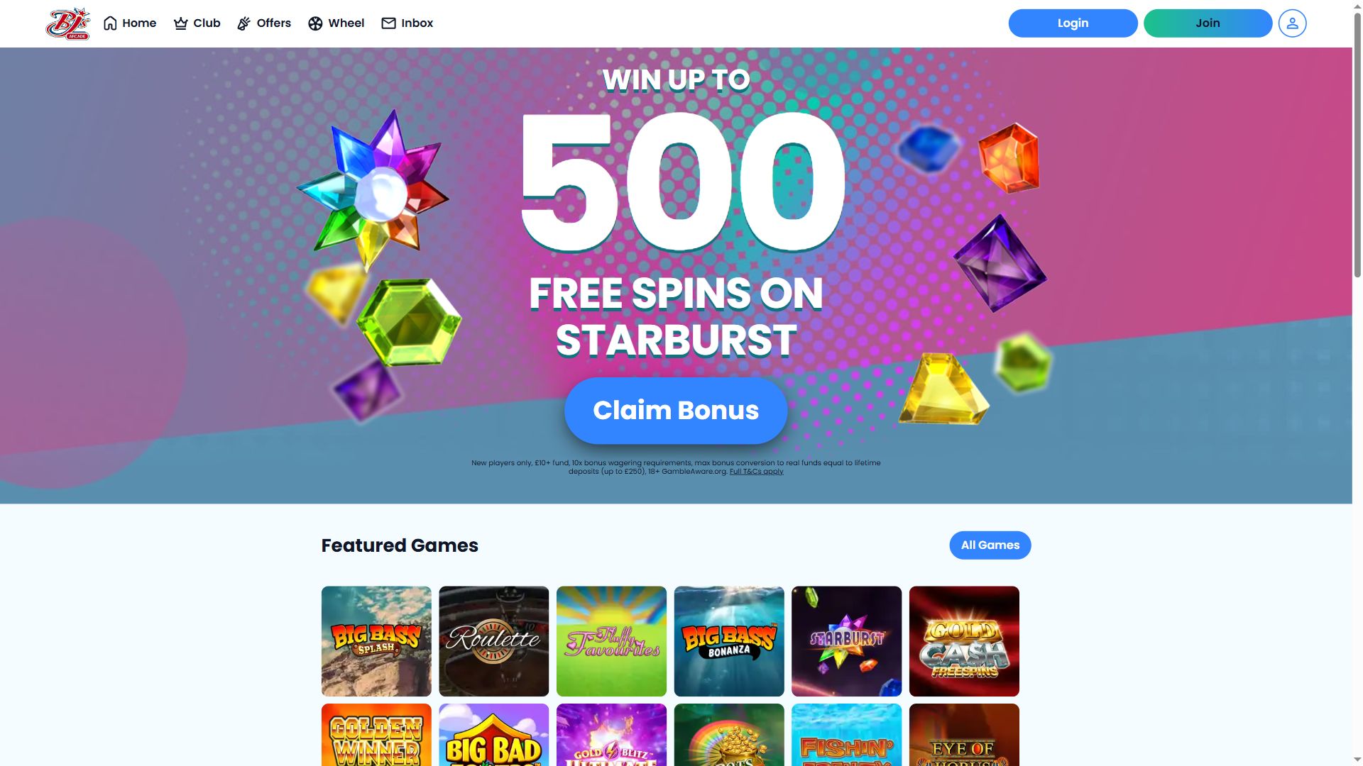 Bjs Arcade — Homepage (Desktop)