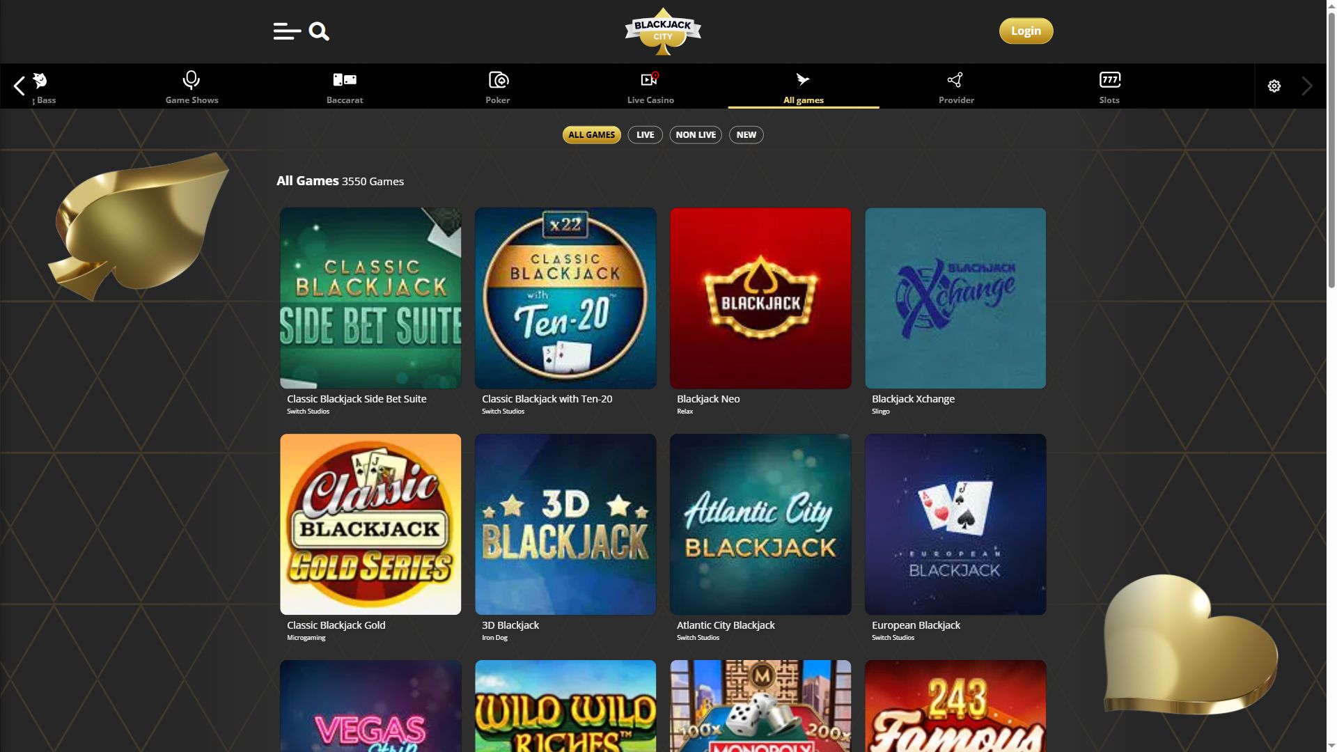 Blackjackcity — Lobby (Desktop)