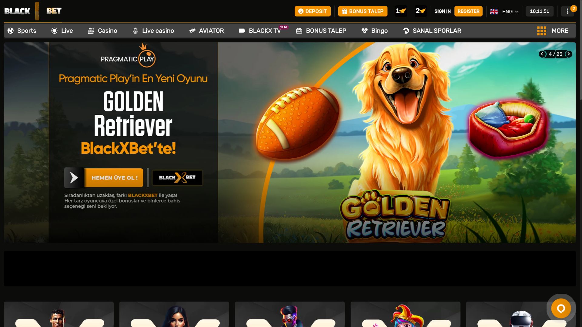 Blackxbet — Homepage (Desktop)