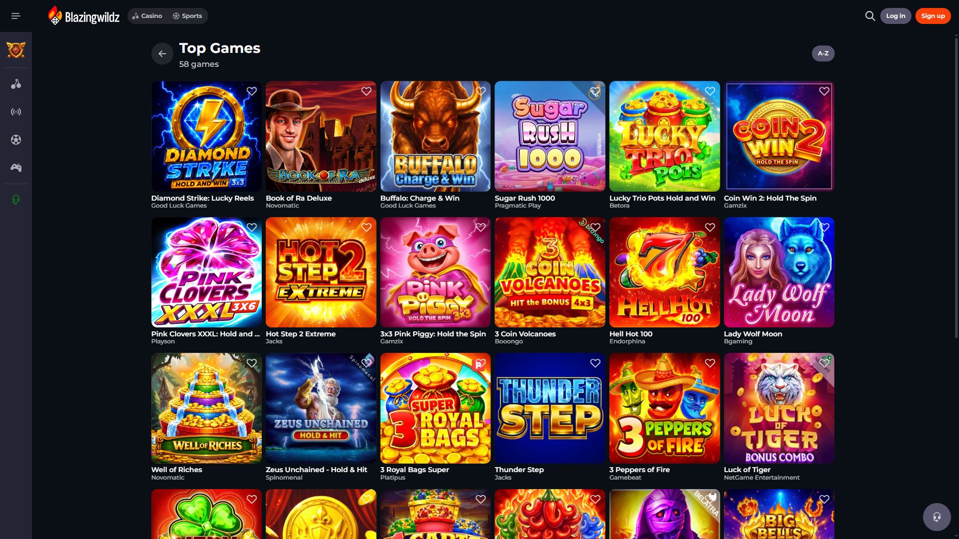 Blazingwildz — Lobby (Desktop)