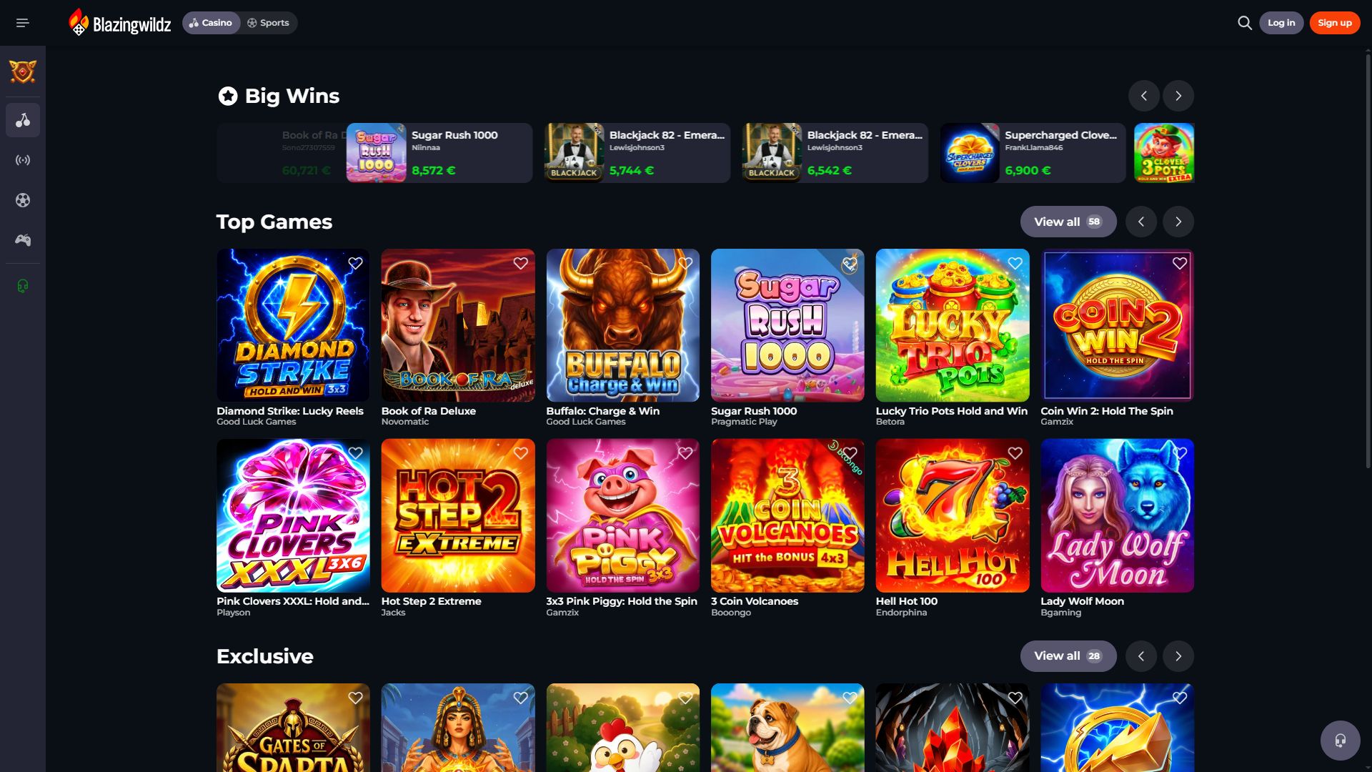 Blazingwildz — Homepage (Desktop)