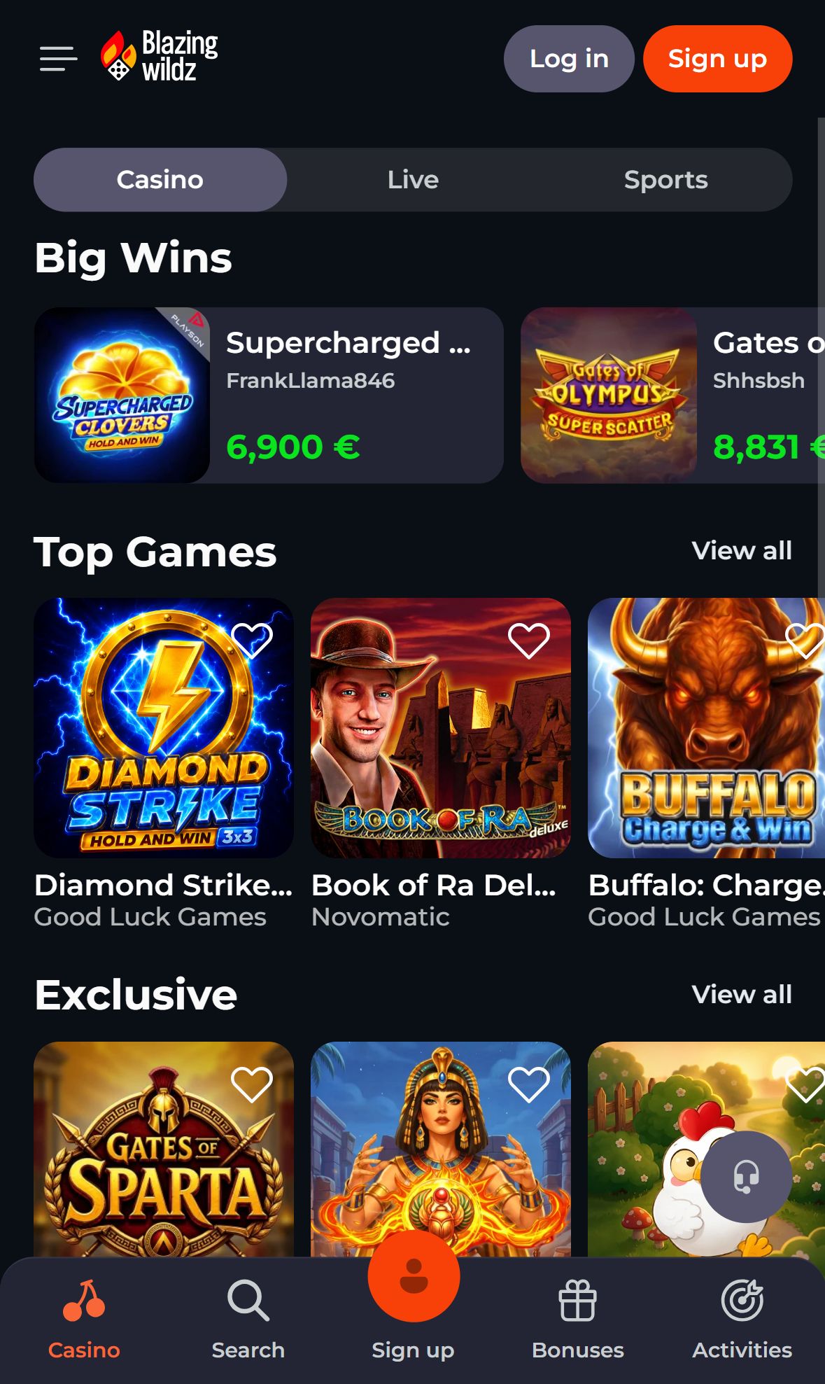 Blazingwildz — Homepage (Mobile)