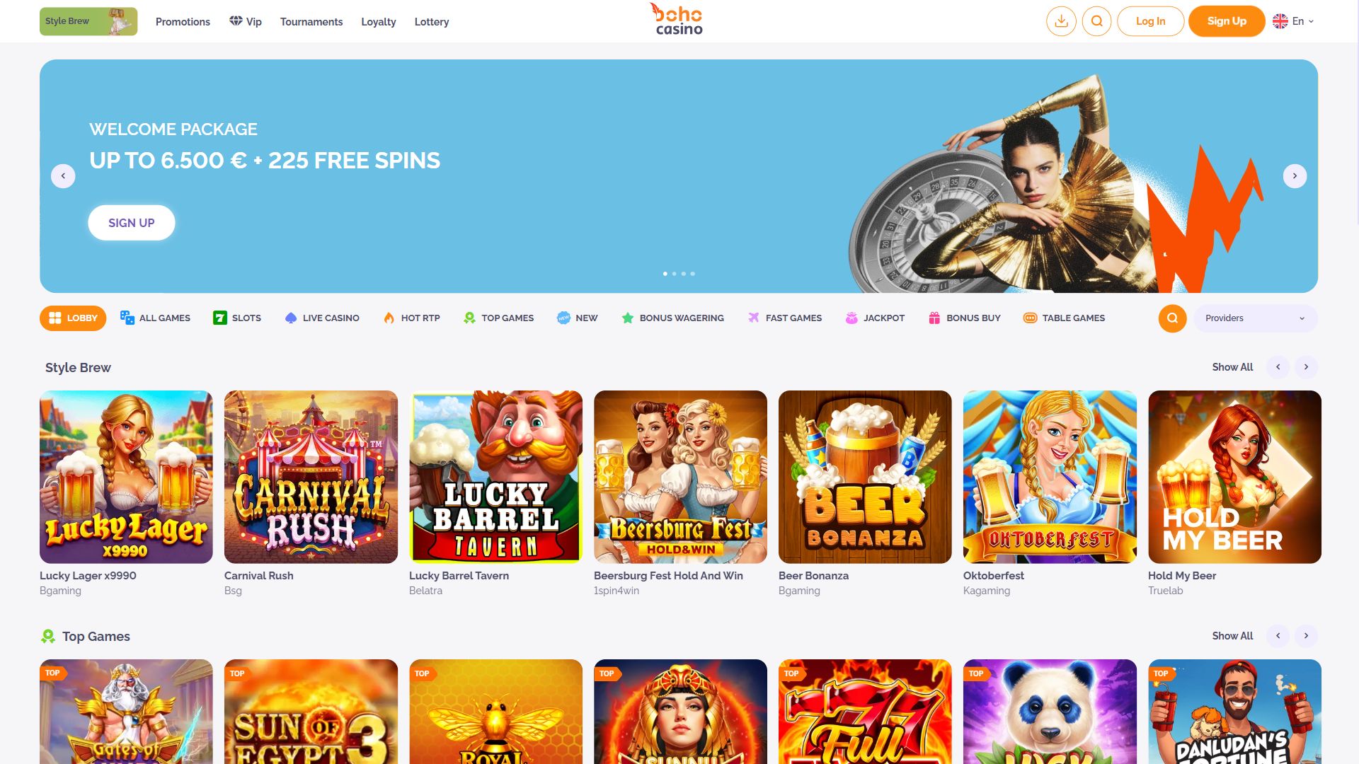 BOHO Casino — Homepage (Desktop)