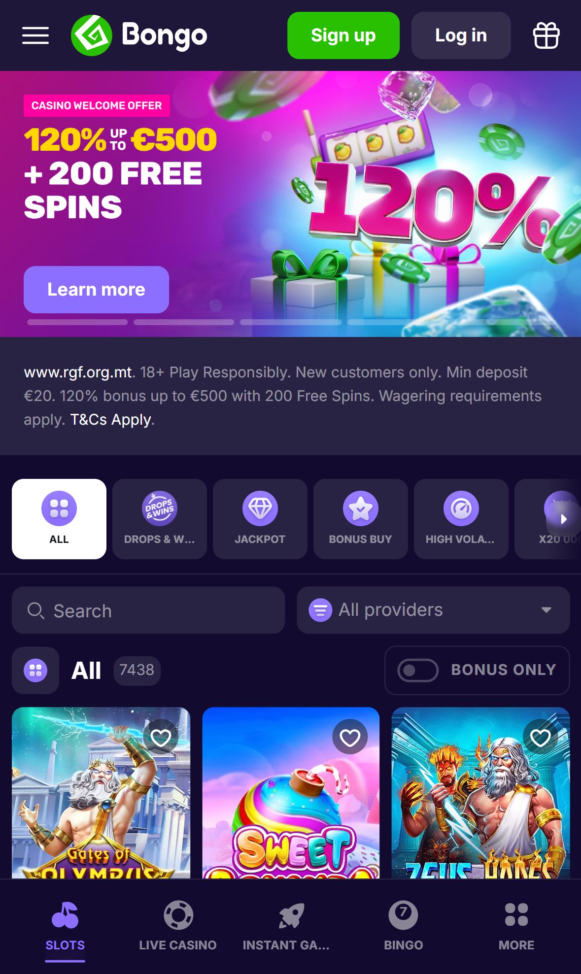 Bongo — Lobby (Mobile)