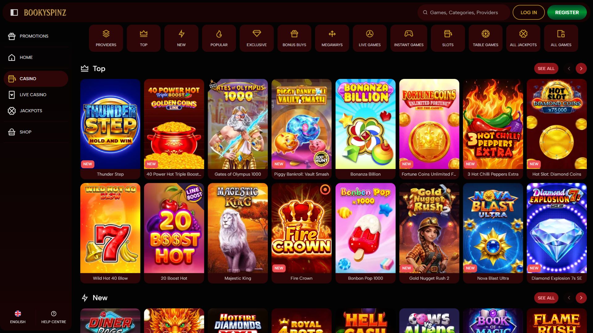 Bookyspinz — Lobby (Desktop)