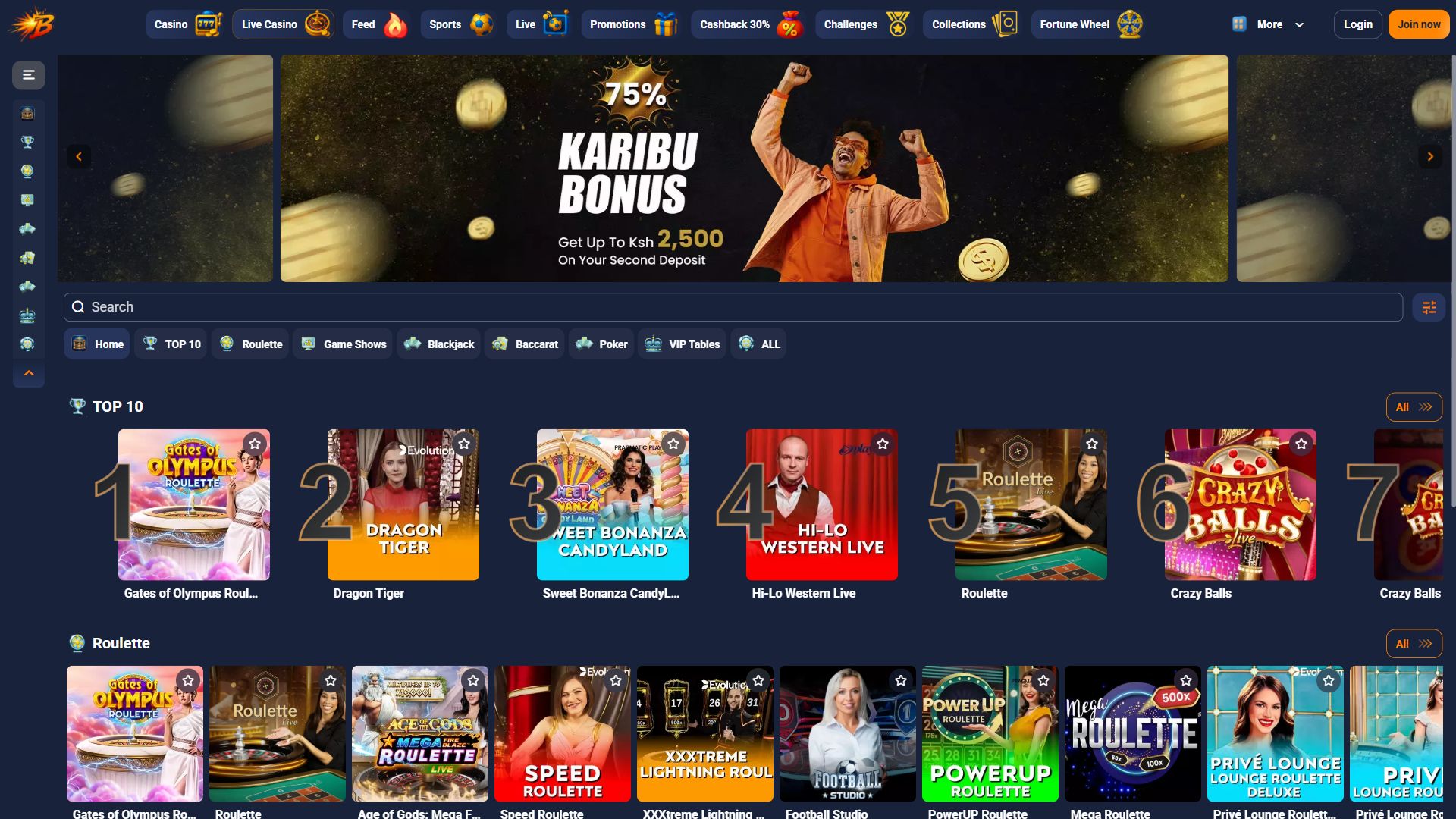 Boom888 — Lobby (Desktop)