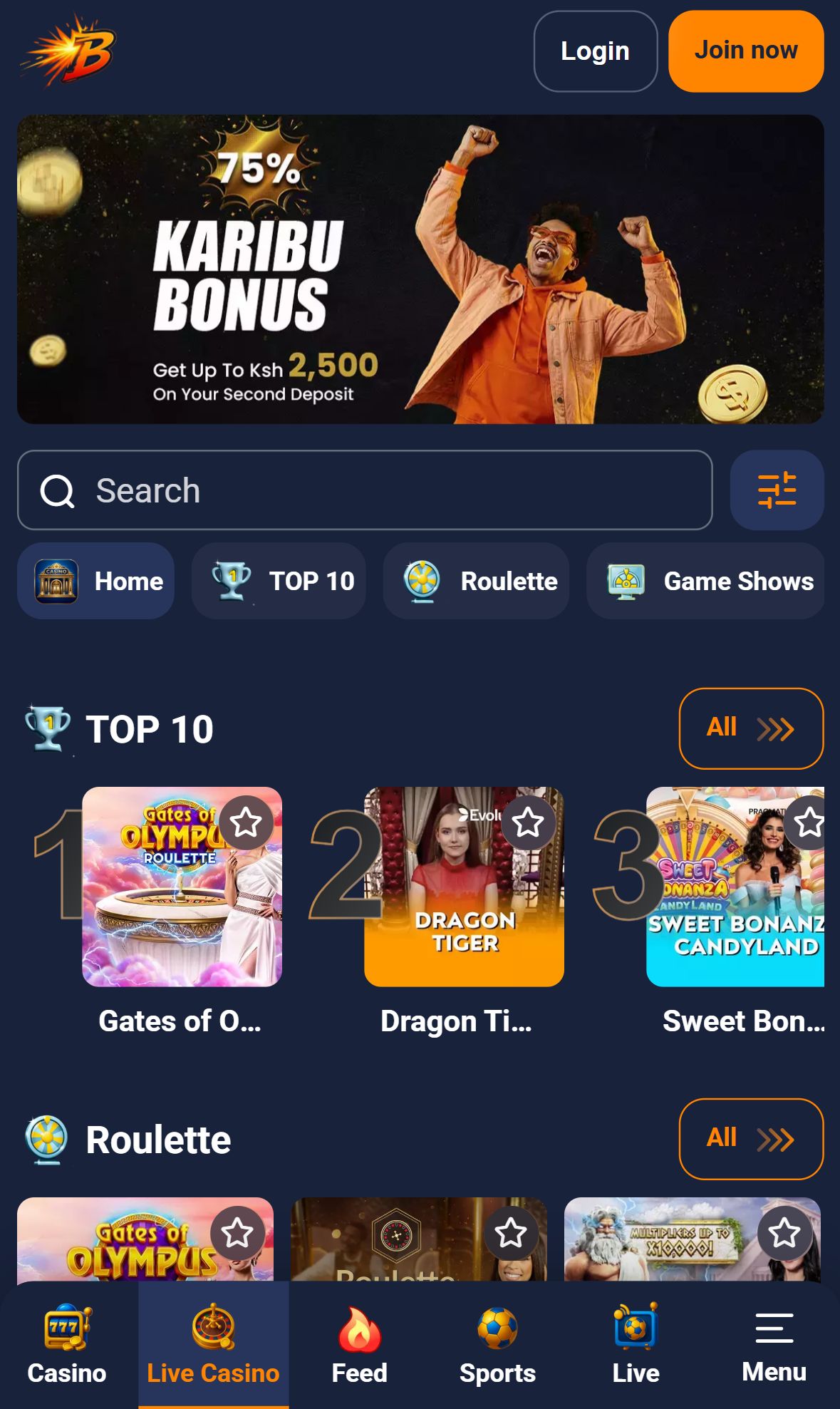 Boom888 — Lobby (Mobile)