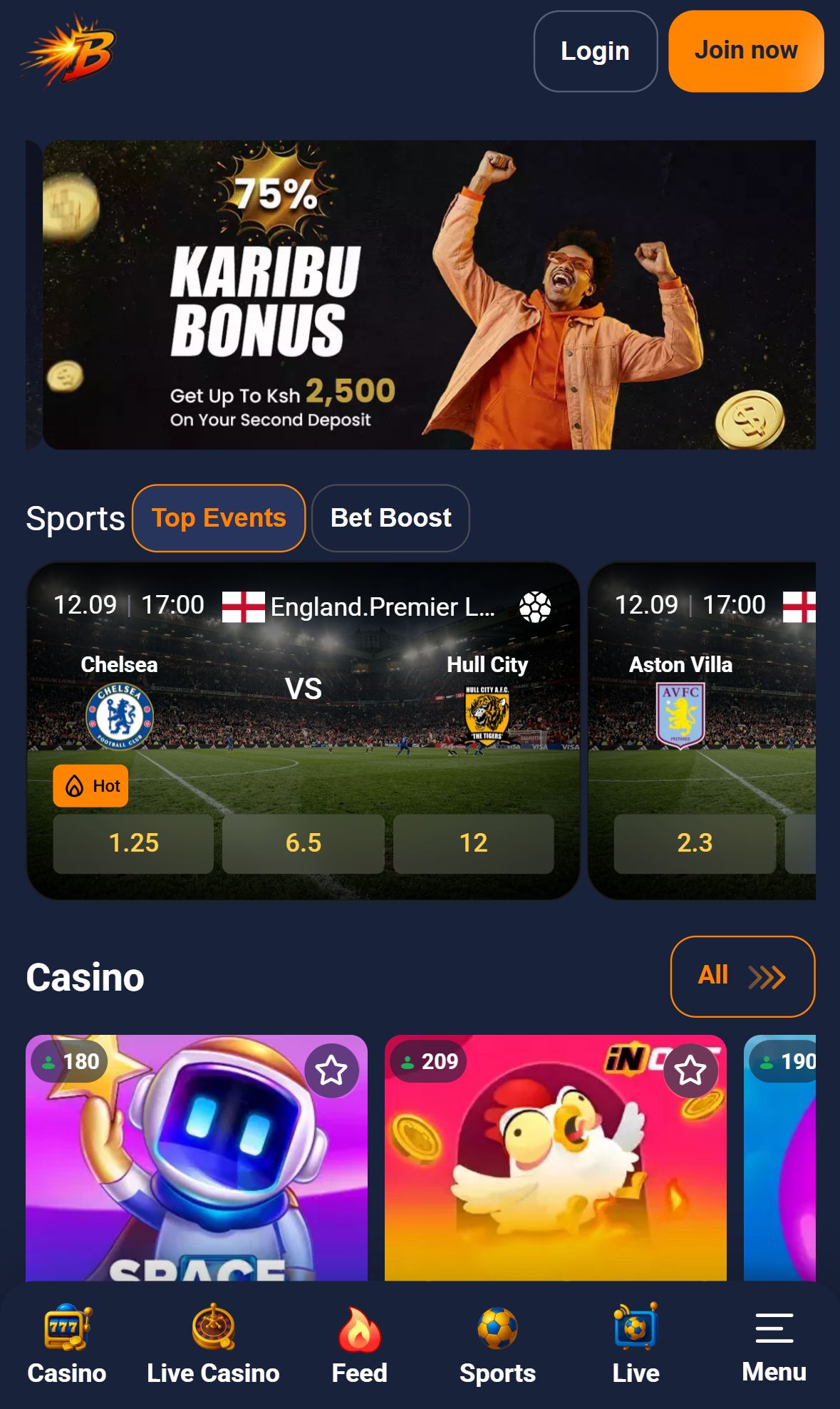 Boom888 — Homepage (Mobile)