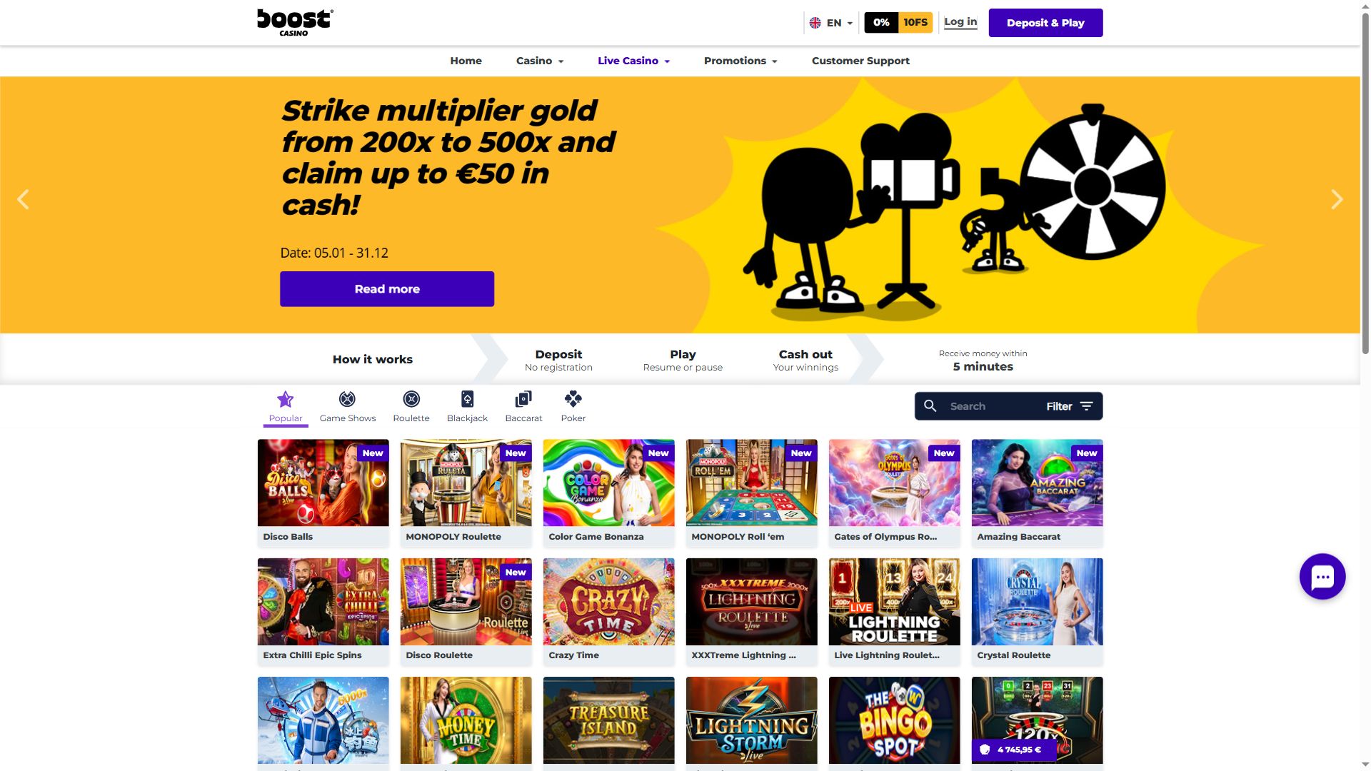 Boostcasino — Lobby (Desktop)