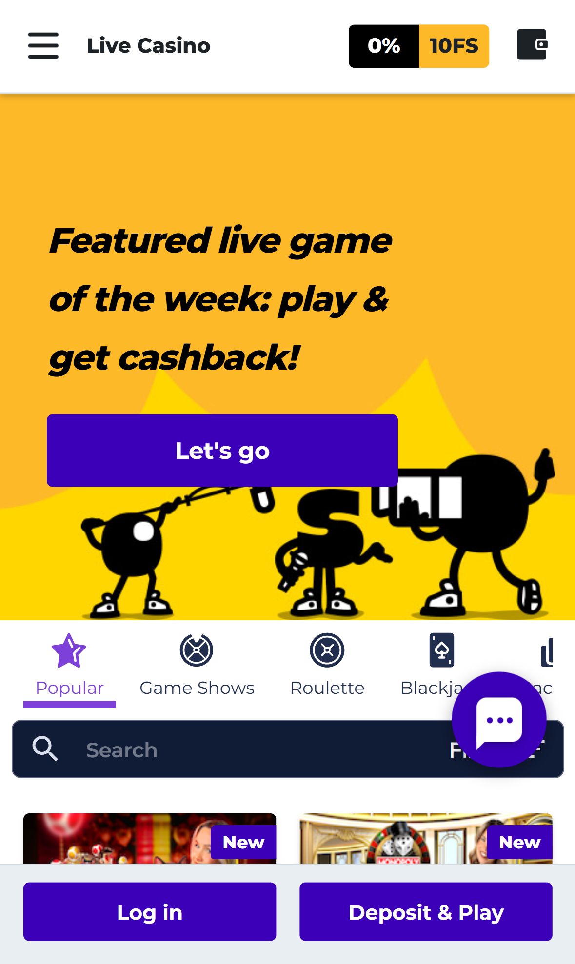 Boostcasino — Lobby (Mobile)