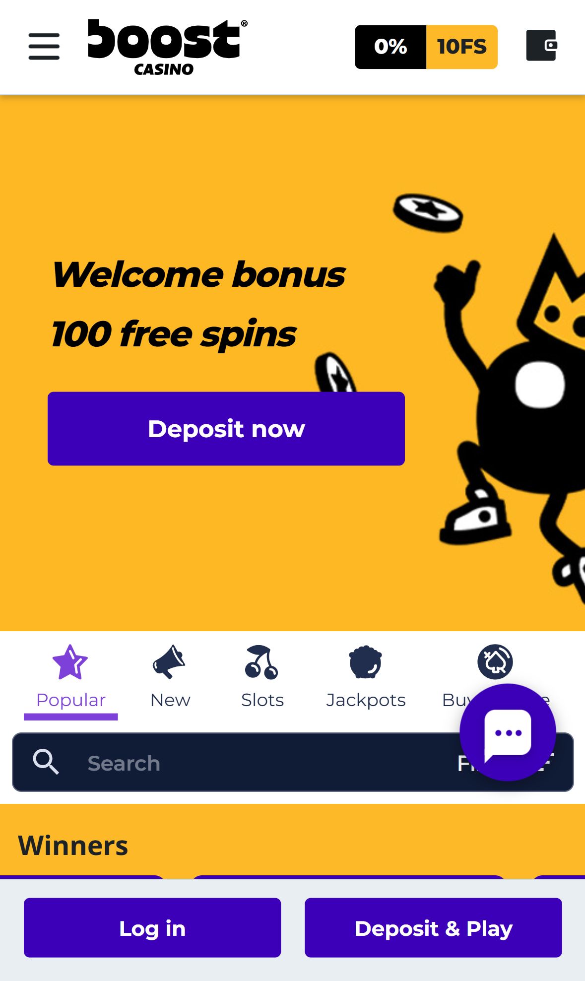 Boostcasino — Homepage (Mobile)