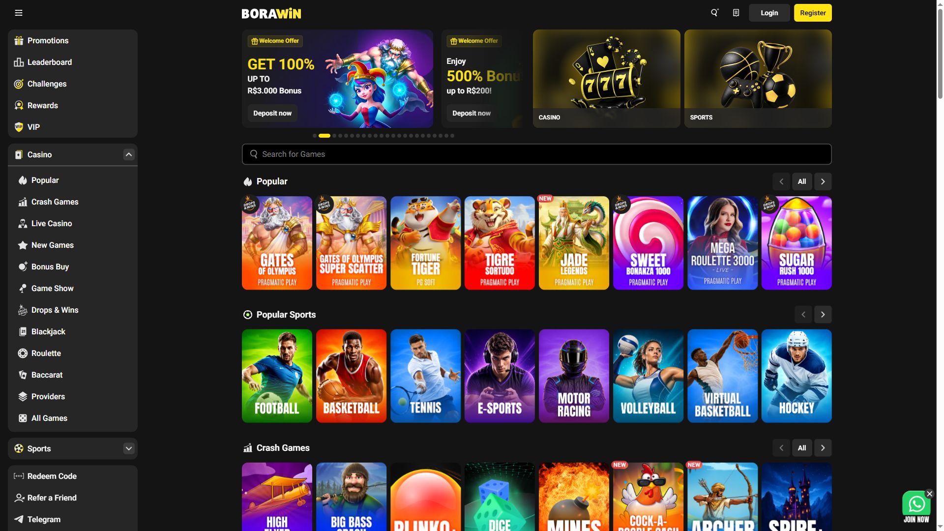 Borawin — Homepage (Desktop)