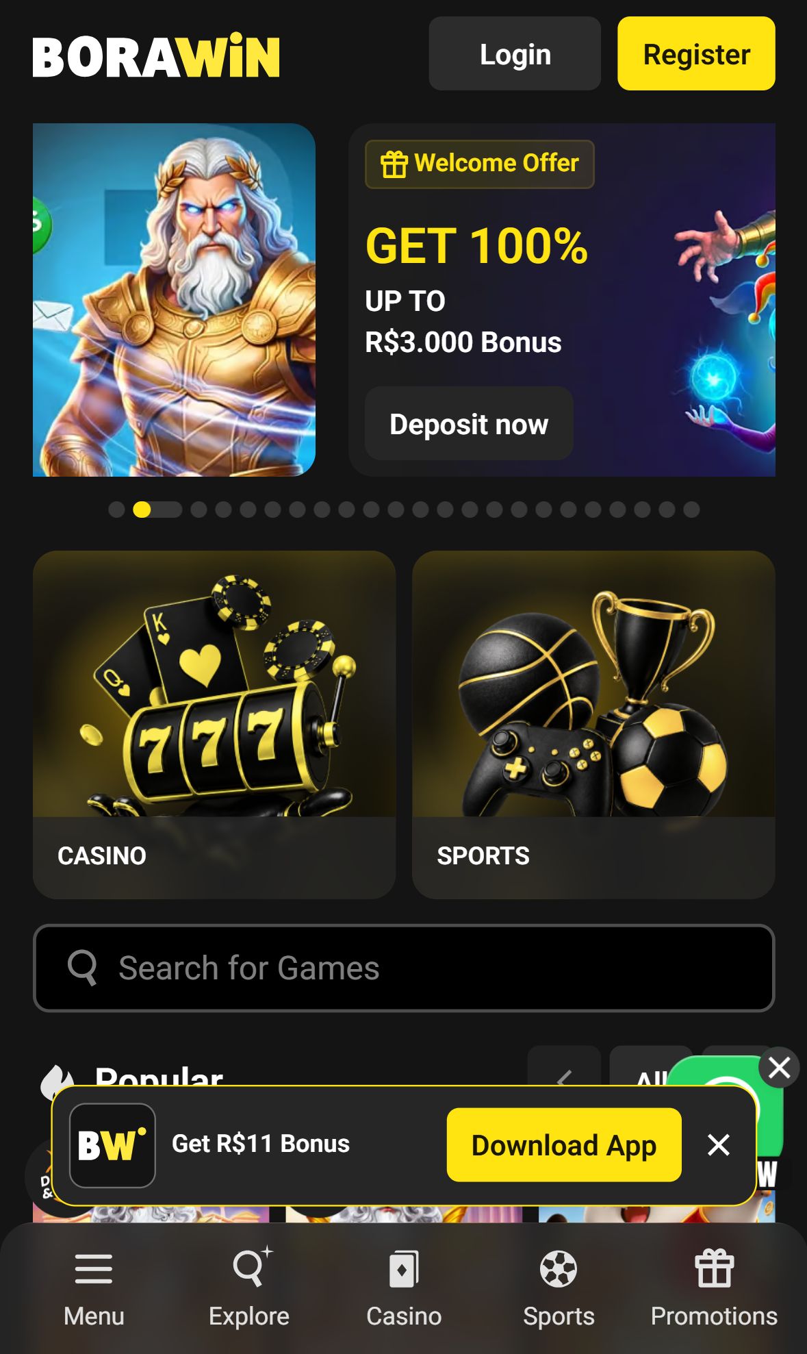 Borawin — Homepage (Mobile)