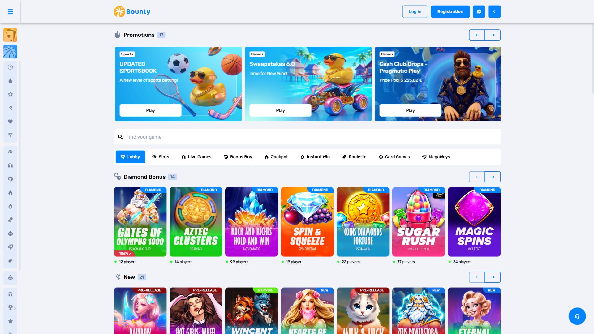 Bounty Casino — Lobby (Desktop)