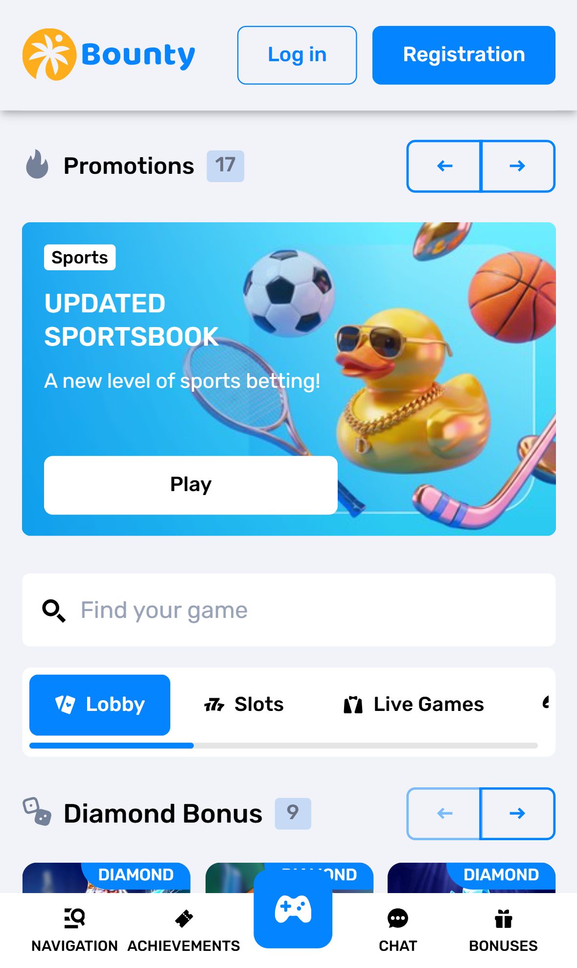 Bounty Casino — Lobby (Mobile)