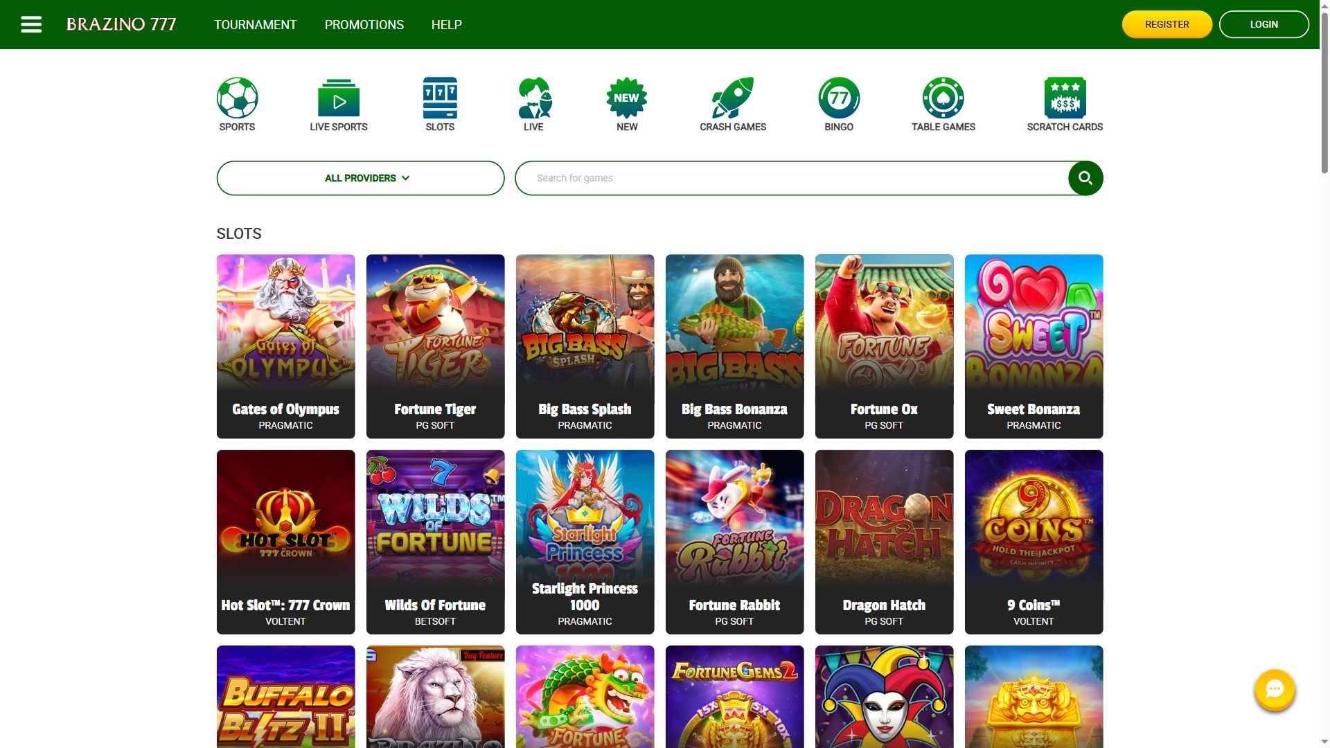 Brazino777 — Lobby (Desktop)