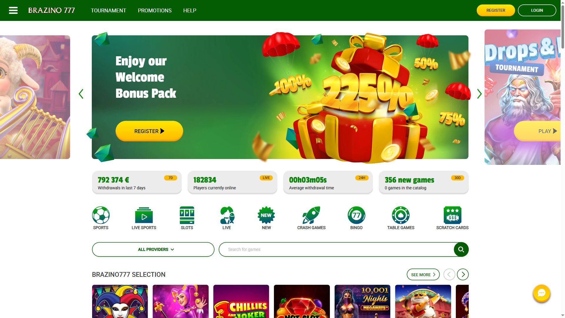 Brazino777 — Homepage (Desktop)