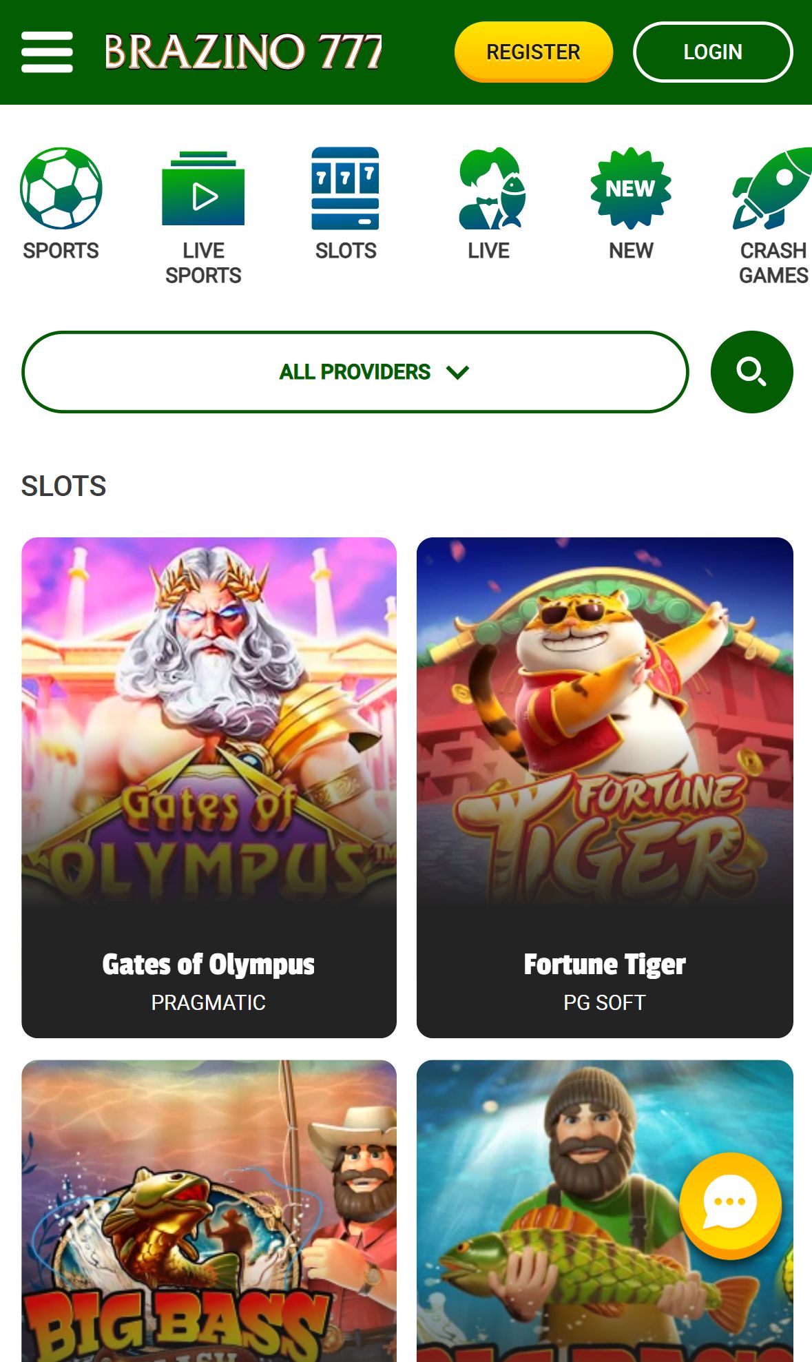 Brazino777 — Lobby (Mobile)