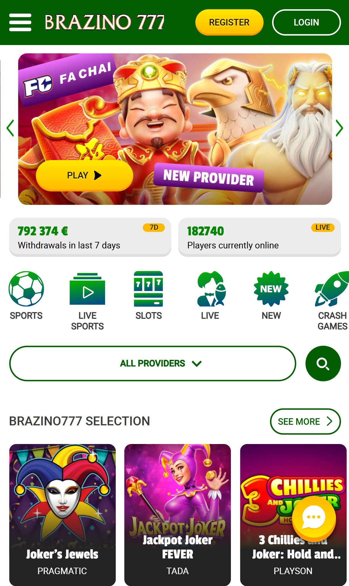 Brazino777 — Homepage (Mobile)