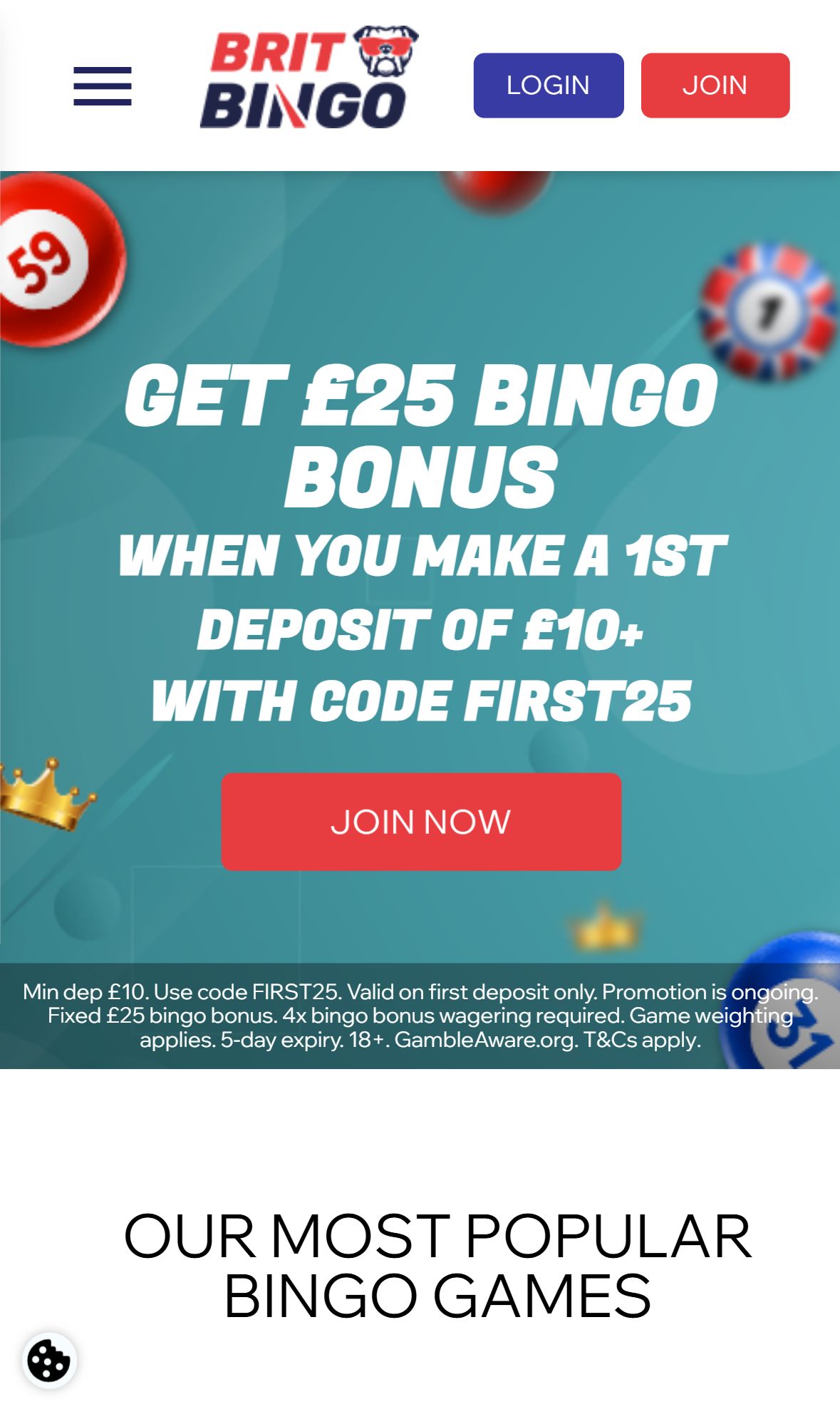Brit Bingo — Homepage (Mobile)