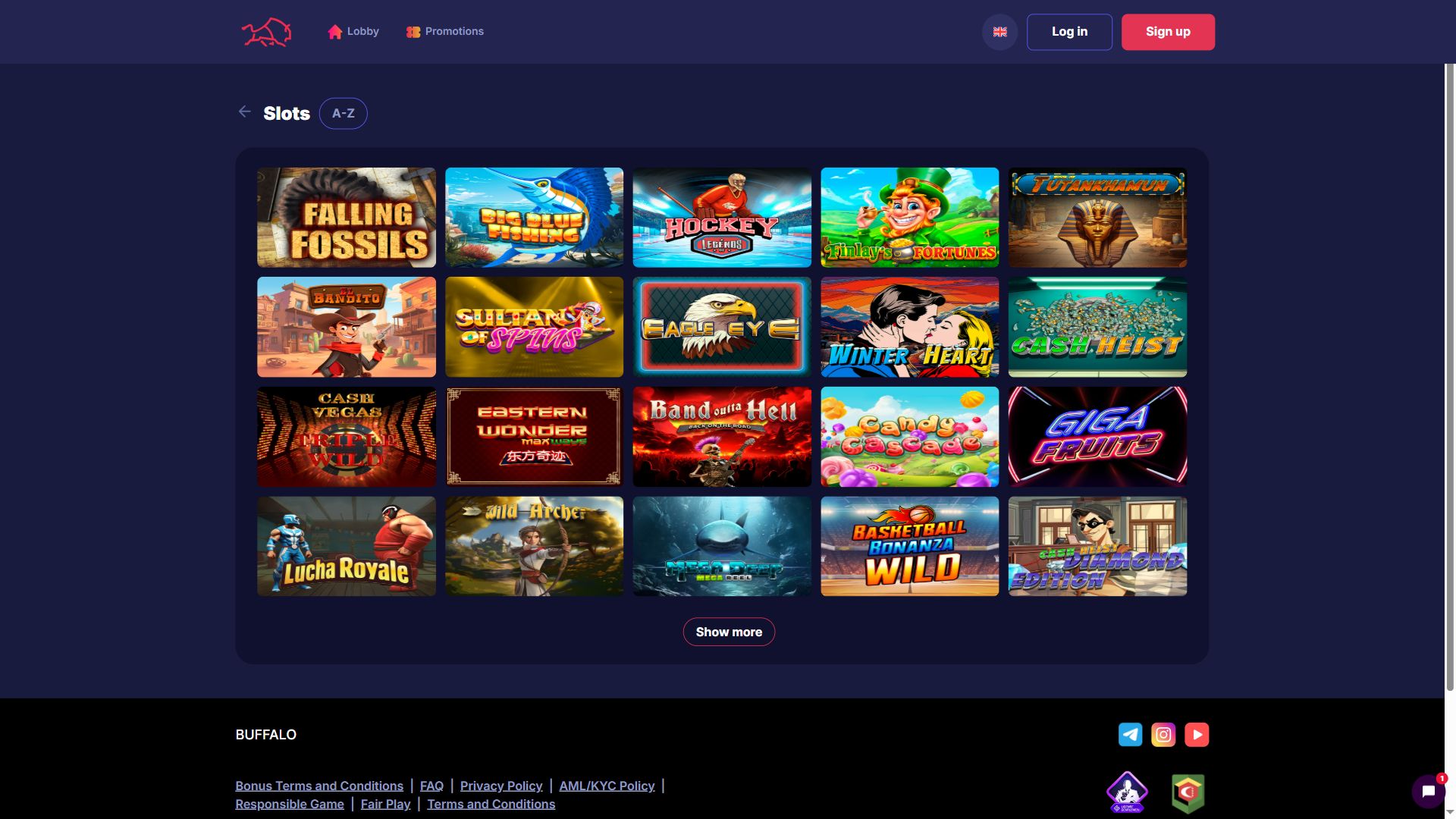 Buffalo Casino — Lobby (Desktop)