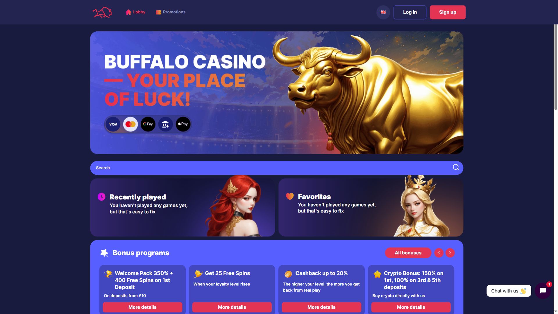 Buffalo Casino — Homepage (Desktop)