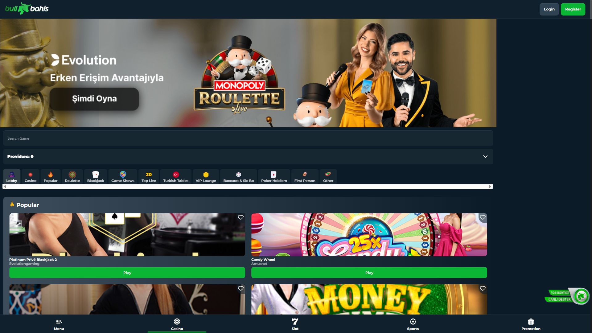 Bullbahis — Lobby (Desktop)