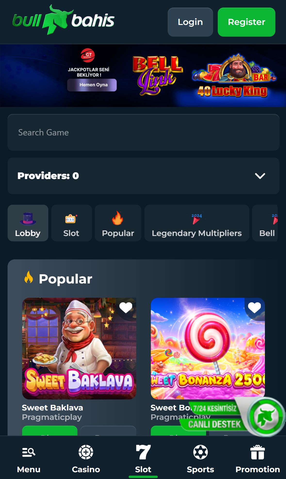 Bullbahis — Homepage (Mobile)