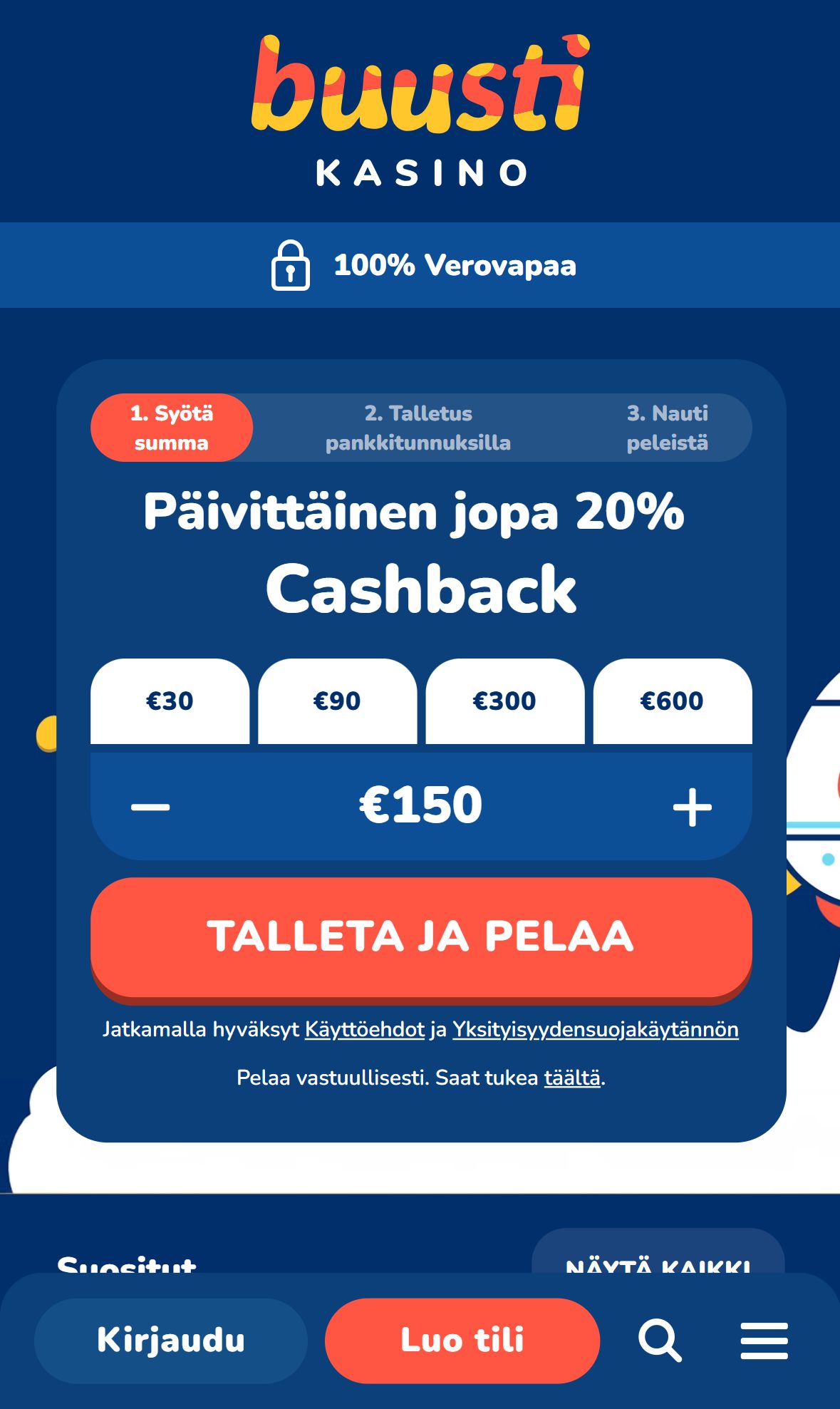 Buustikasino — Homepage (Mobile)