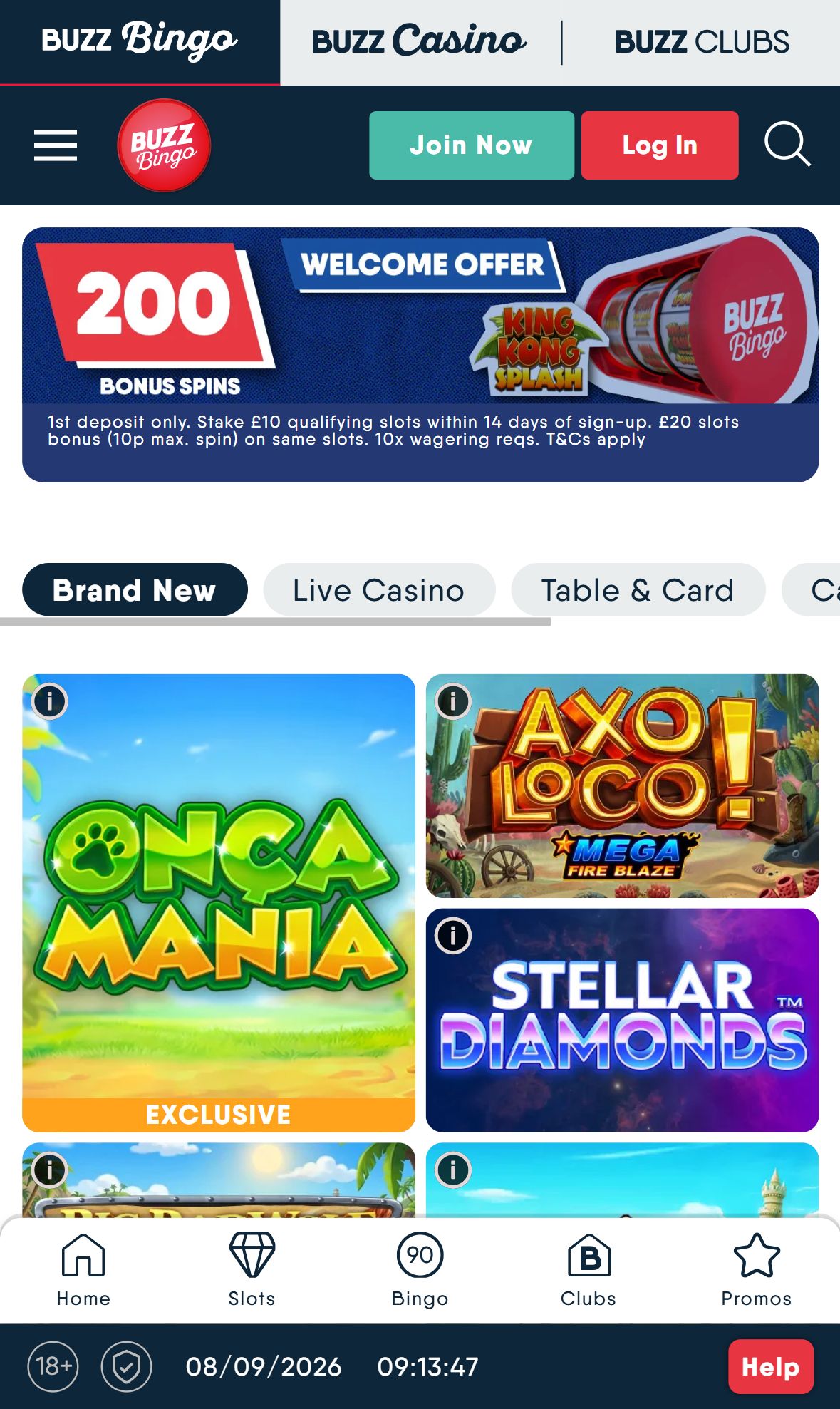 Buzzbingo — Lobby (Mobile)