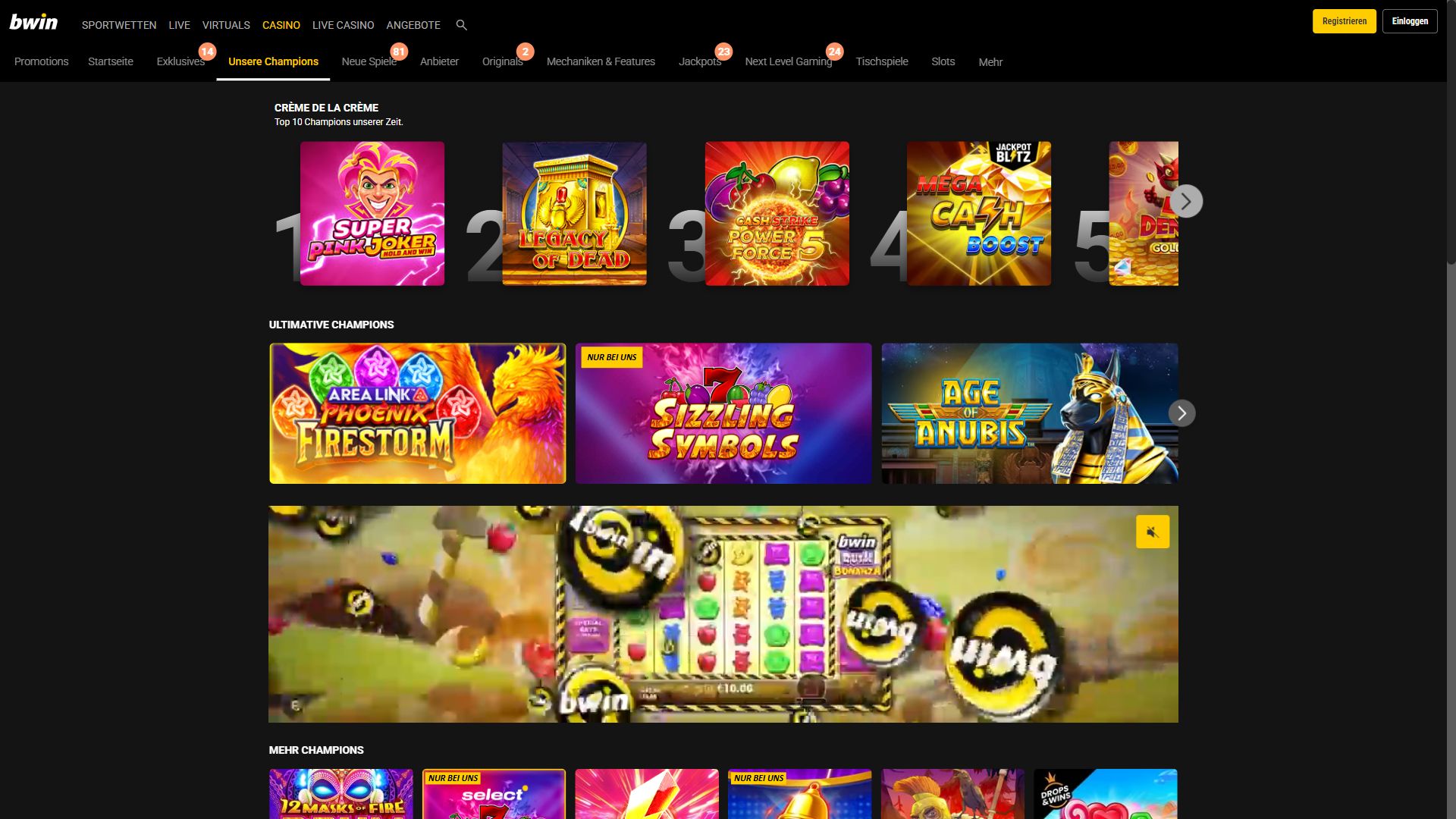 bwin Casino — Lobby (Desktop)