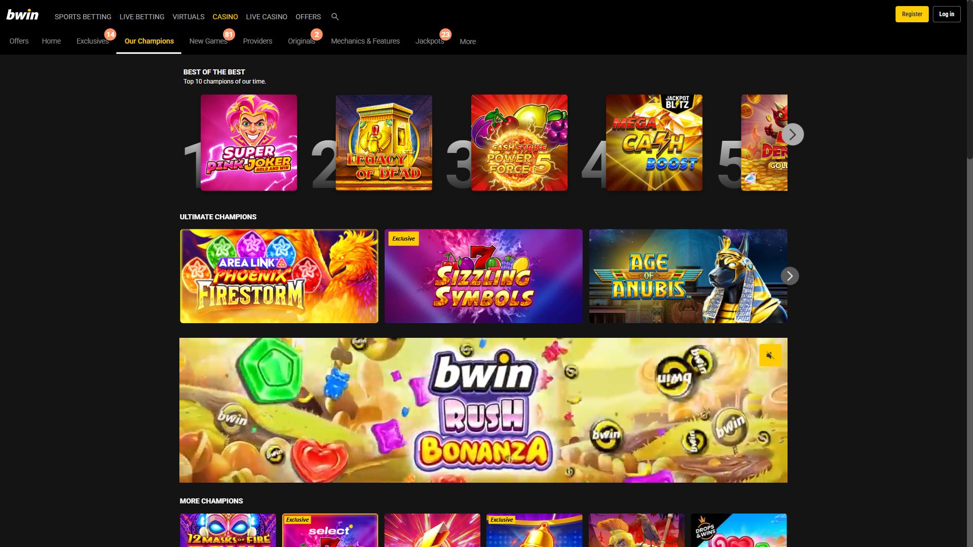 bwin Casino — Lobby (Desktop)