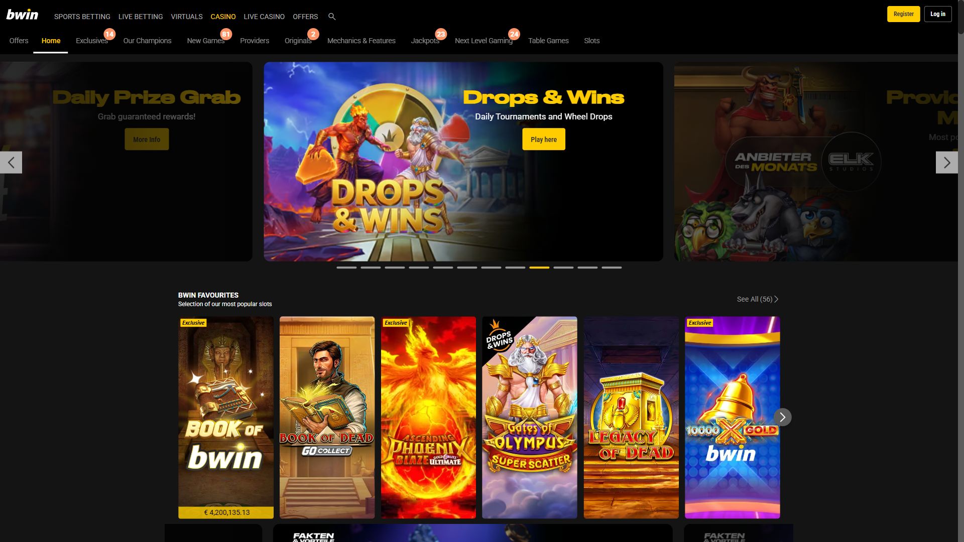 bwin Casino — Homepage (Desktop)
