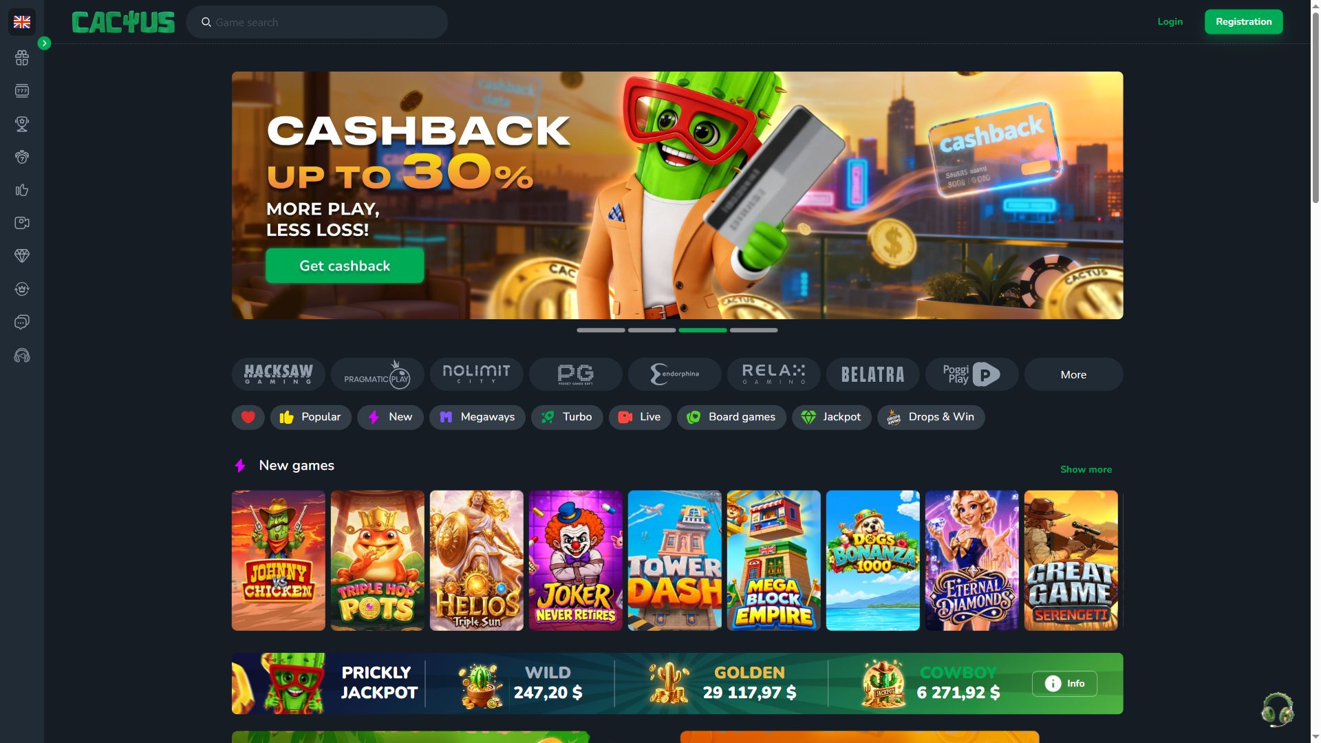 Cactus Casino — Homepage (Desktop)