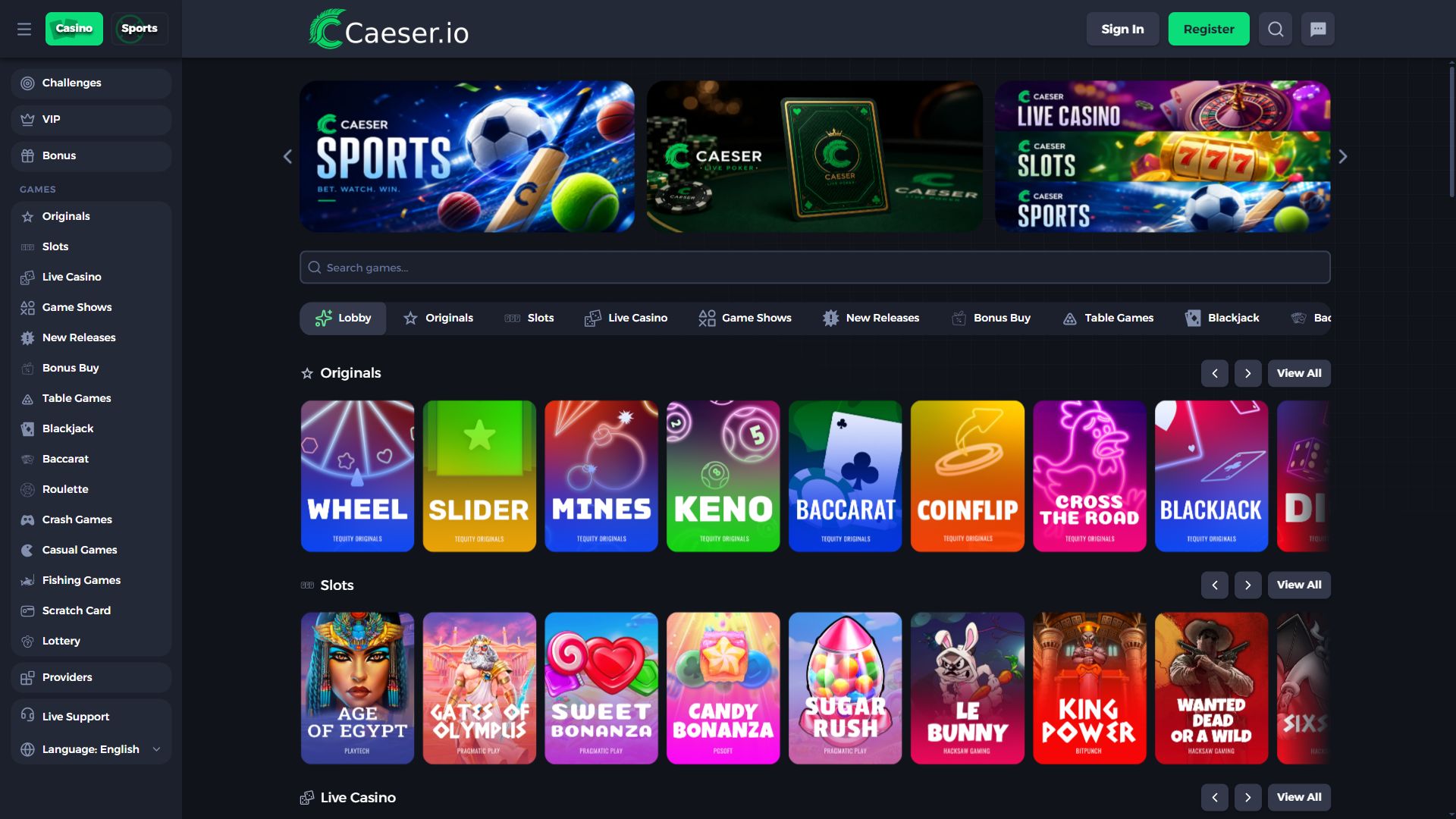 Caeser — Homepage (Desktop)