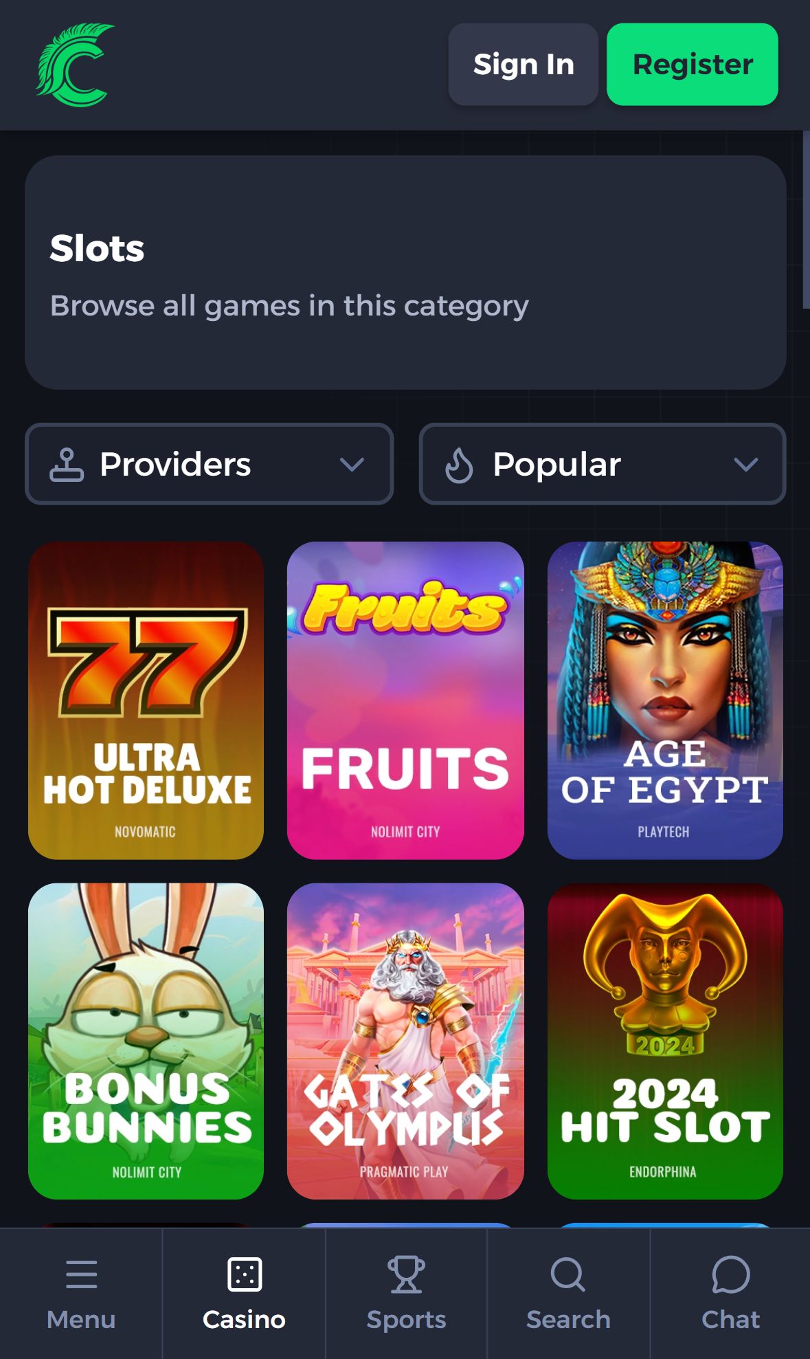 Caeser — Lobby (Mobile)