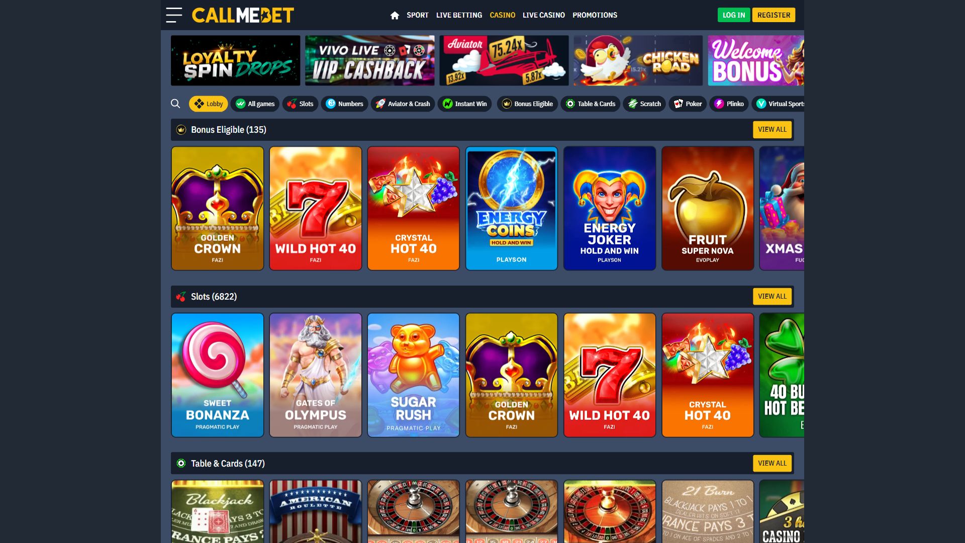 CallMeBet — Homepage (Desktop)