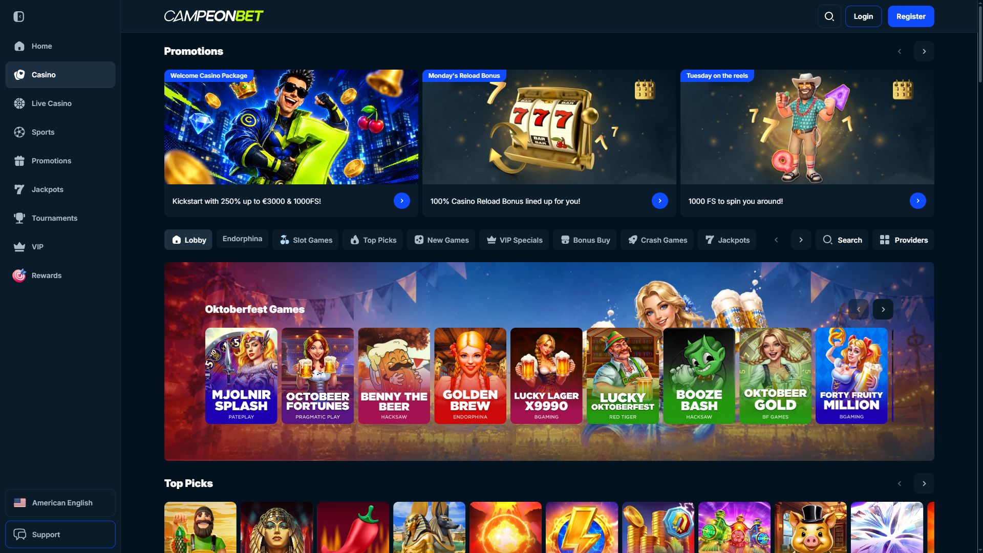CampeonBet — Lobby (Desktop)