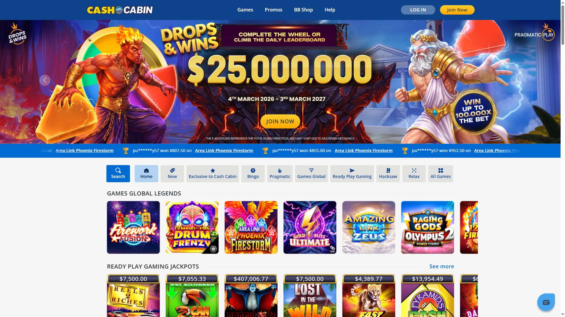 Cashcabin — Homepage (Desktop)