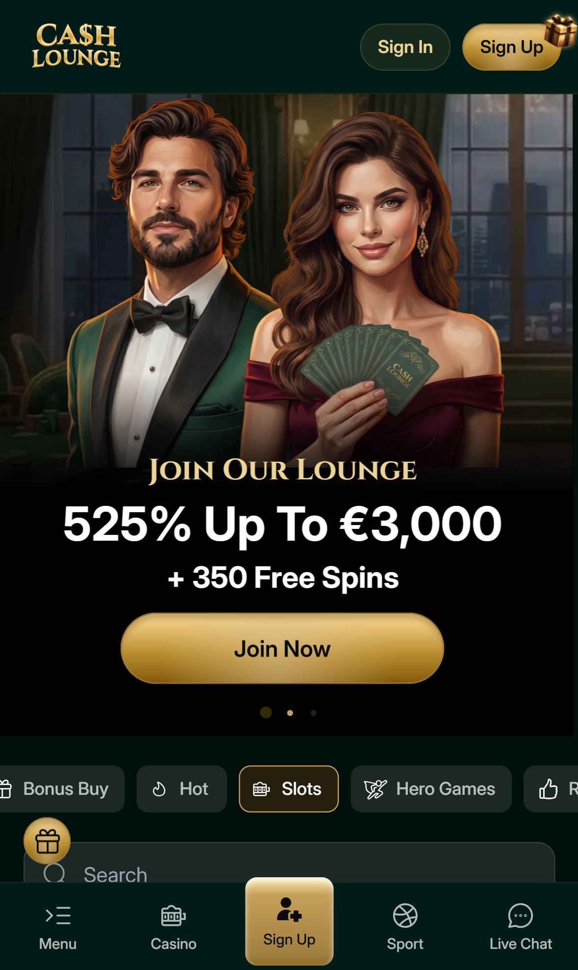 Cash Lounge — Lobby (Mobile)