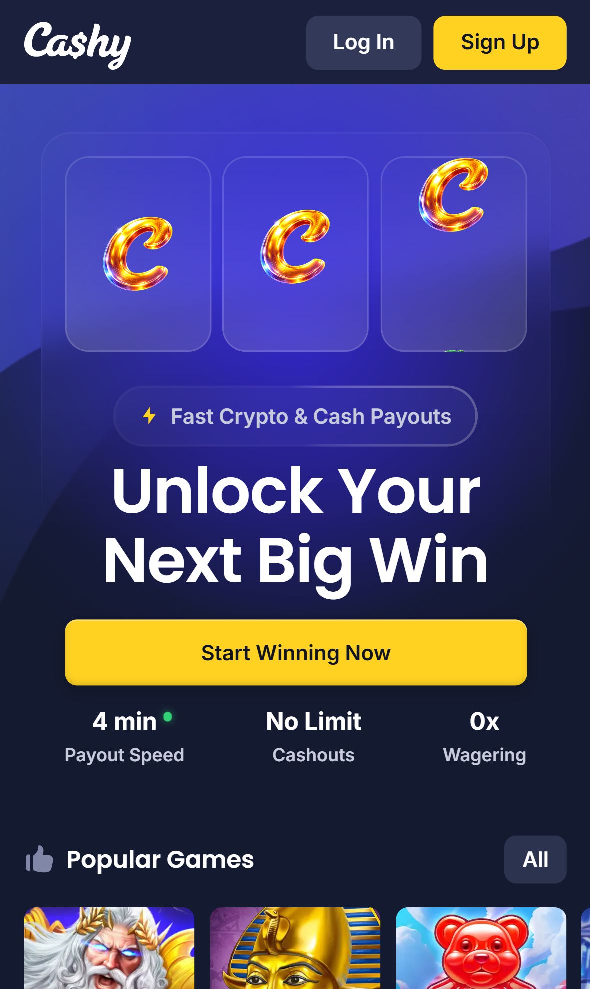 Cashy — Homepage (Mobile)
