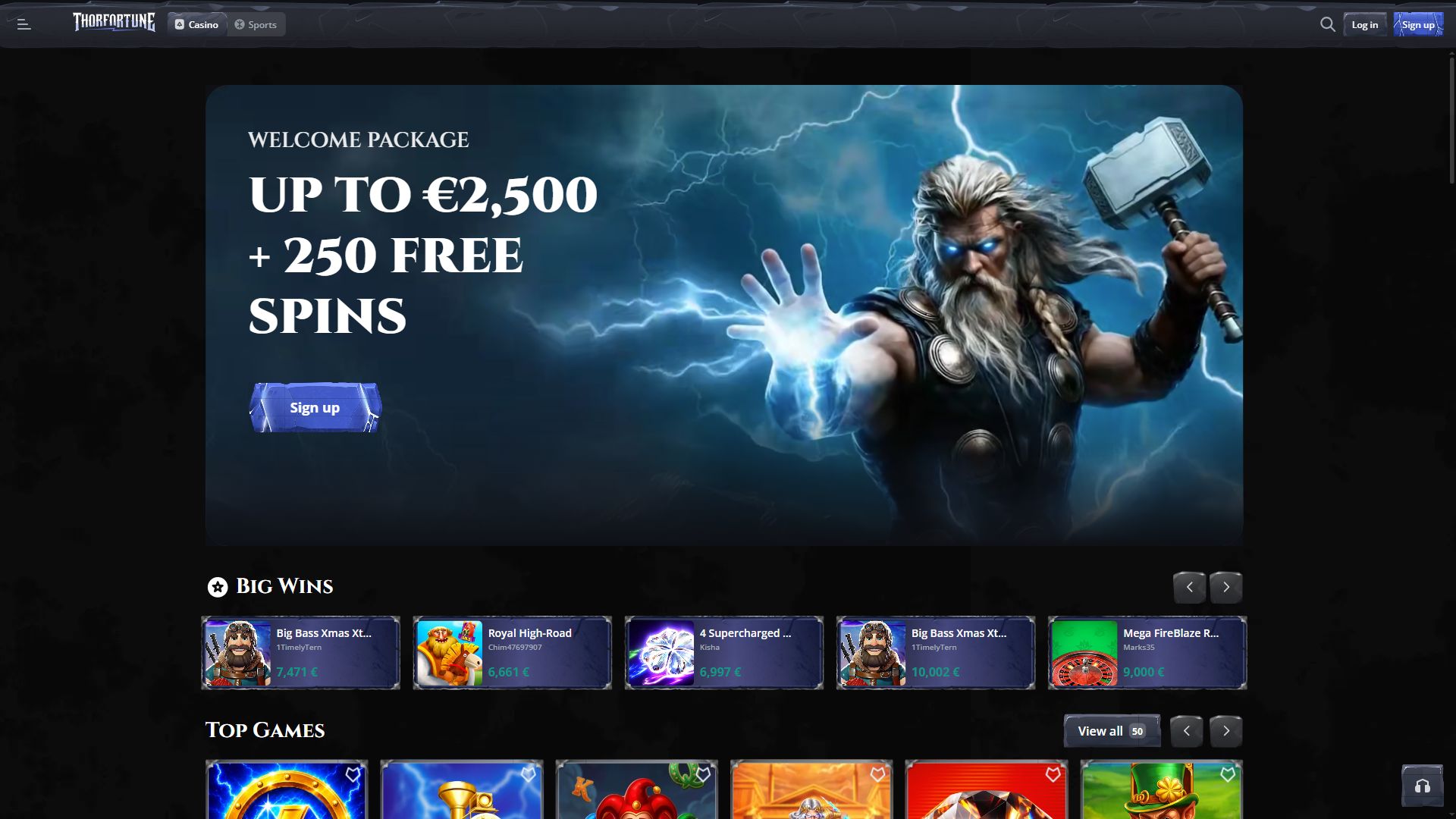 ThorFortune — Homepage (Desktop)