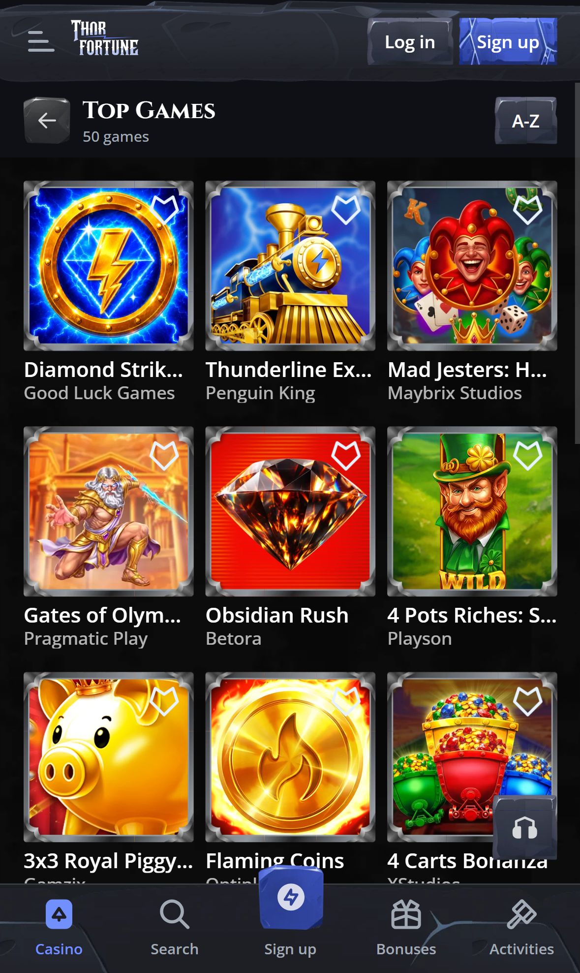 ThorFortune — Lobby (Mobile)
