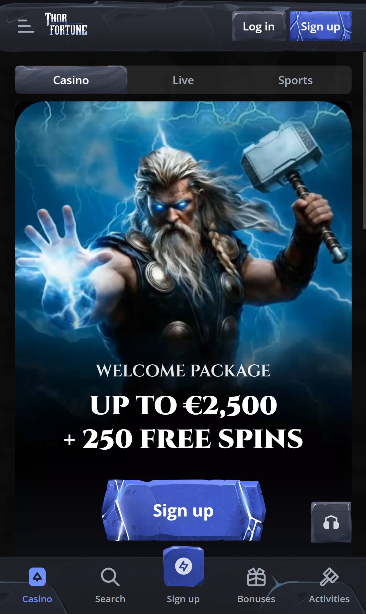 ThorFortune — Homepage (Mobile)