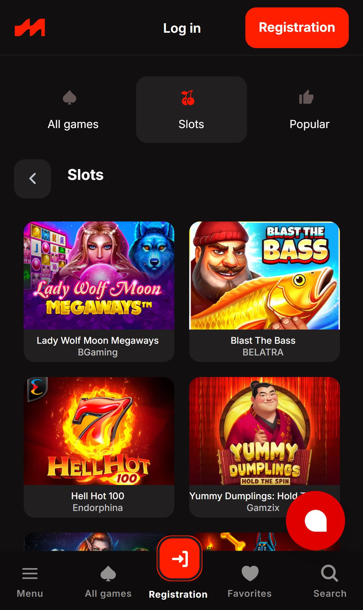 Motor Casino — Lobby (Mobile)