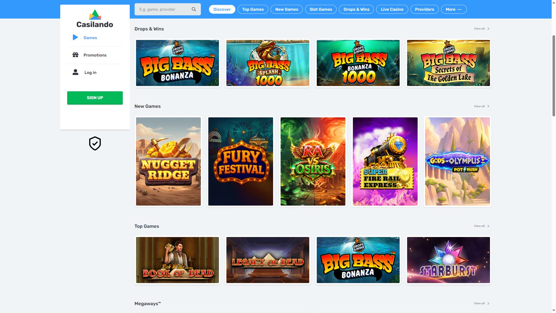 Casilando — Homepage (Desktop)